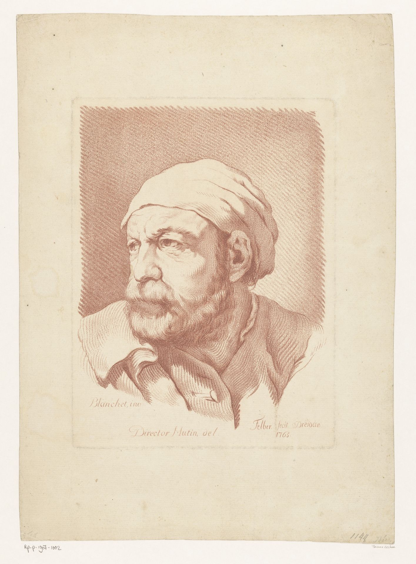 Portret van een onbekende man met muts by Johann Karl Felber
