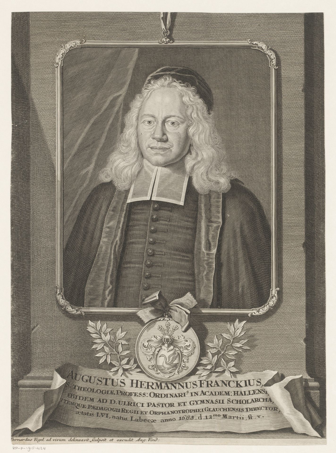 Portret van August Hermann Francke by Bernhard Vogel