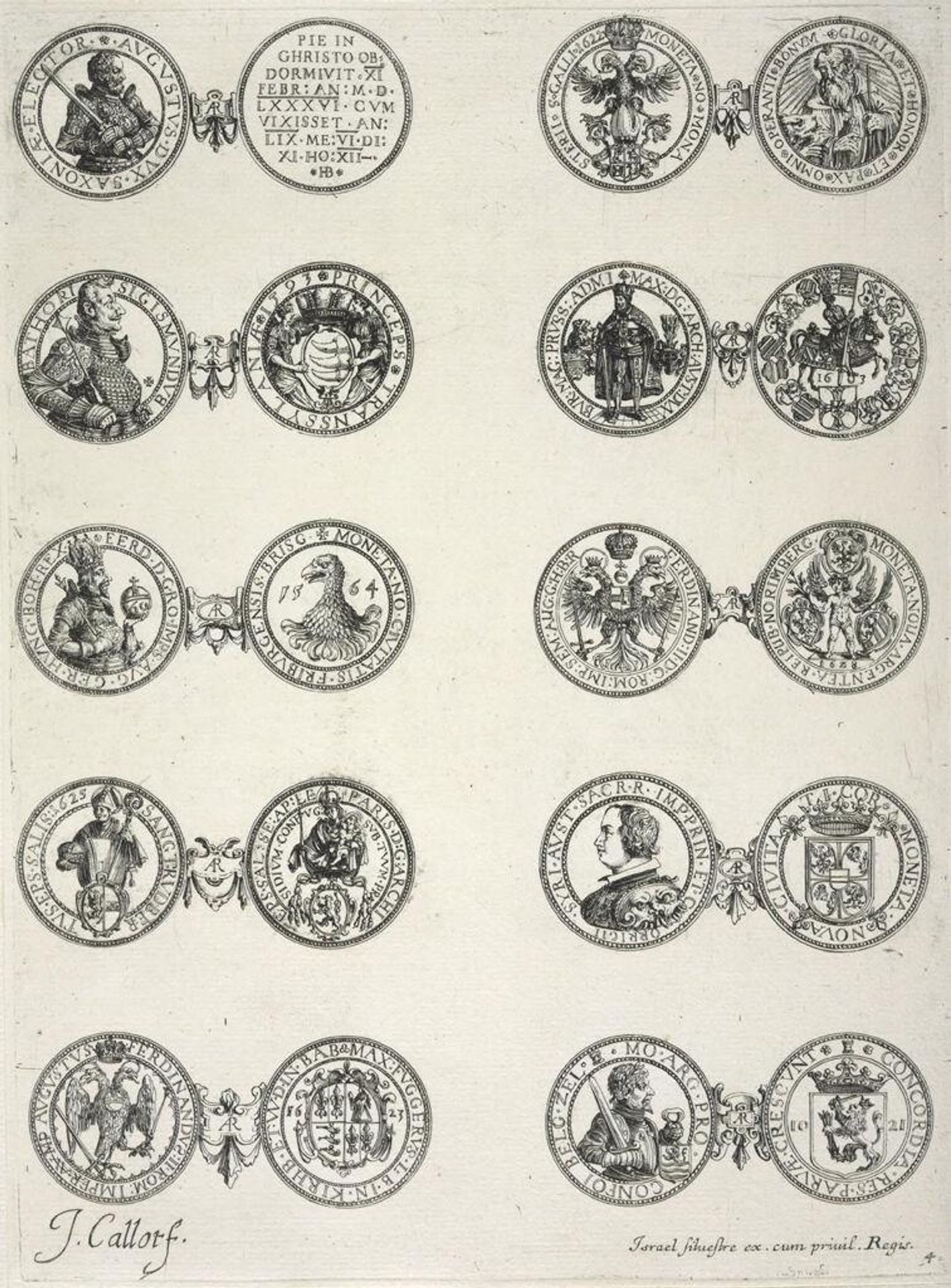Coinage:  Fourth Plate (AVGVSTVS - DUX...) by Jacques Callot