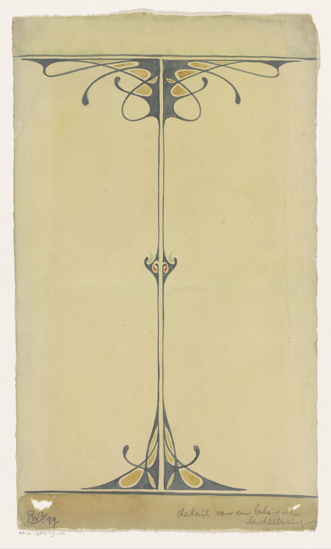 Ontwerp voor een behangsel met ornament by Reinier Willem Petrus de (1874-1952) Vries
