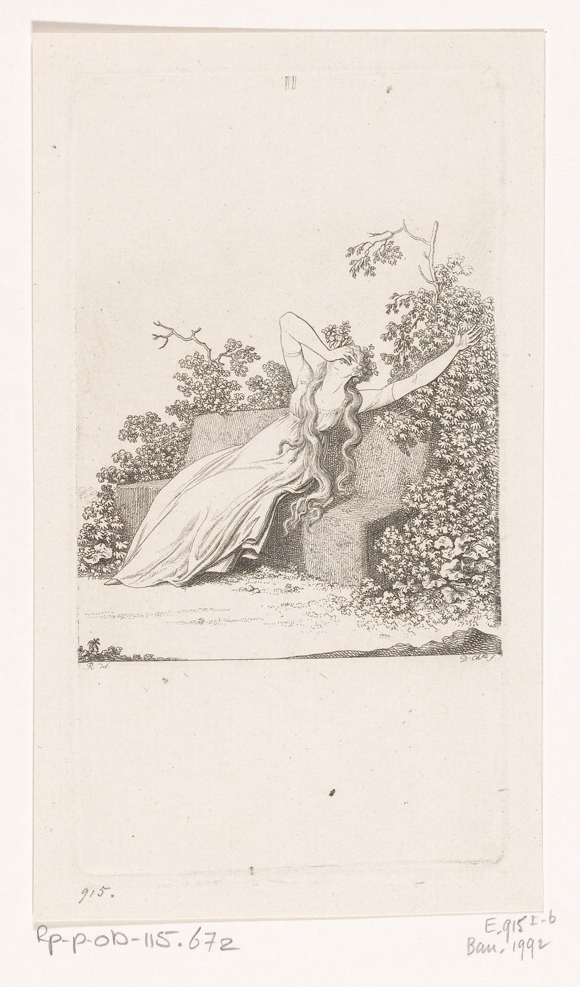 Nina heft haar hand in wanhoop tot de hemel by Daniel Nikolaus Chodowiecki