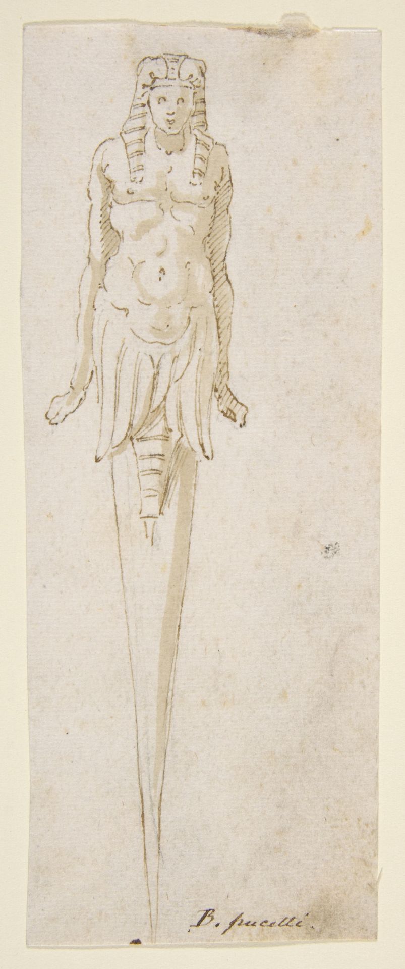 Design for Pointed Utensil with an Egyptian Style Figure on the Handle by Bernardino Poccetti