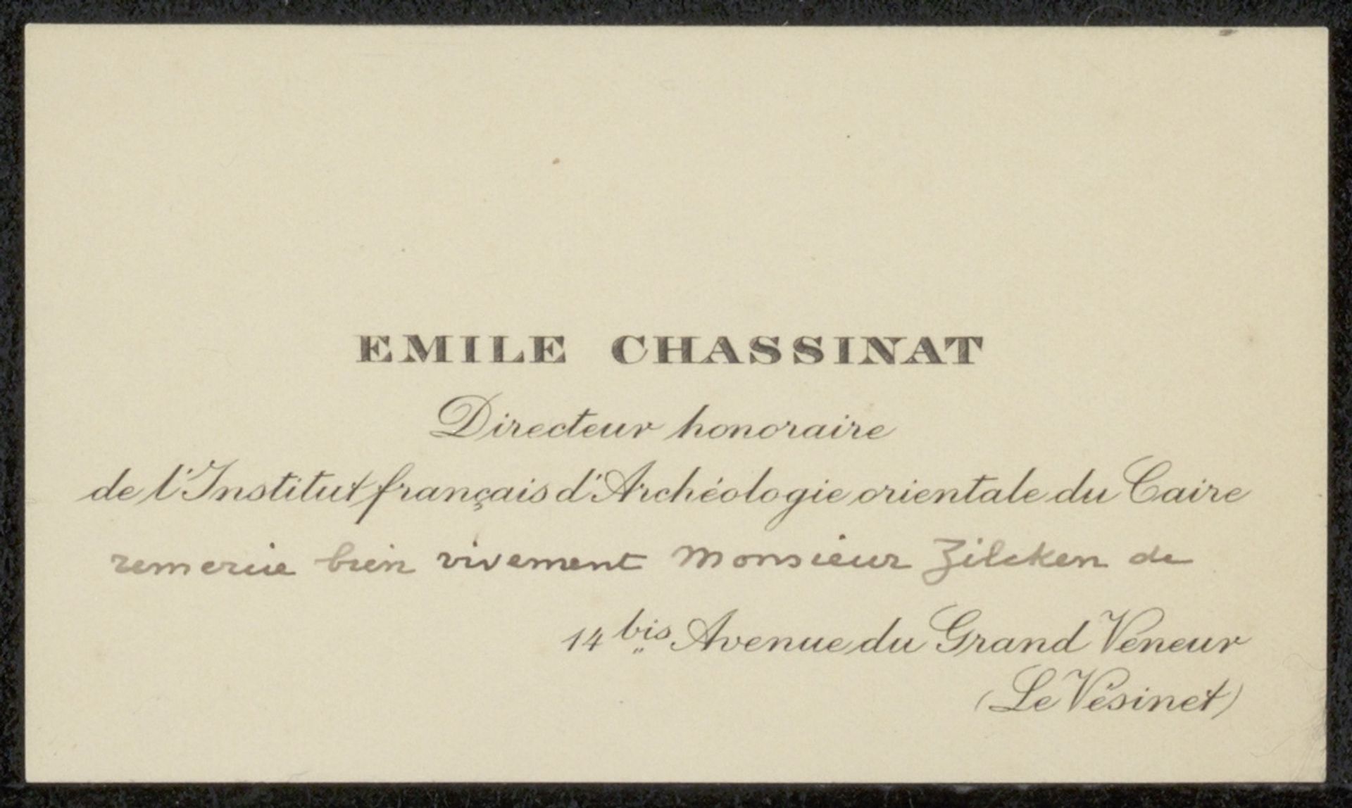 Visitekaartje aan Philip Zilcken by Émile Gaston Chassinat