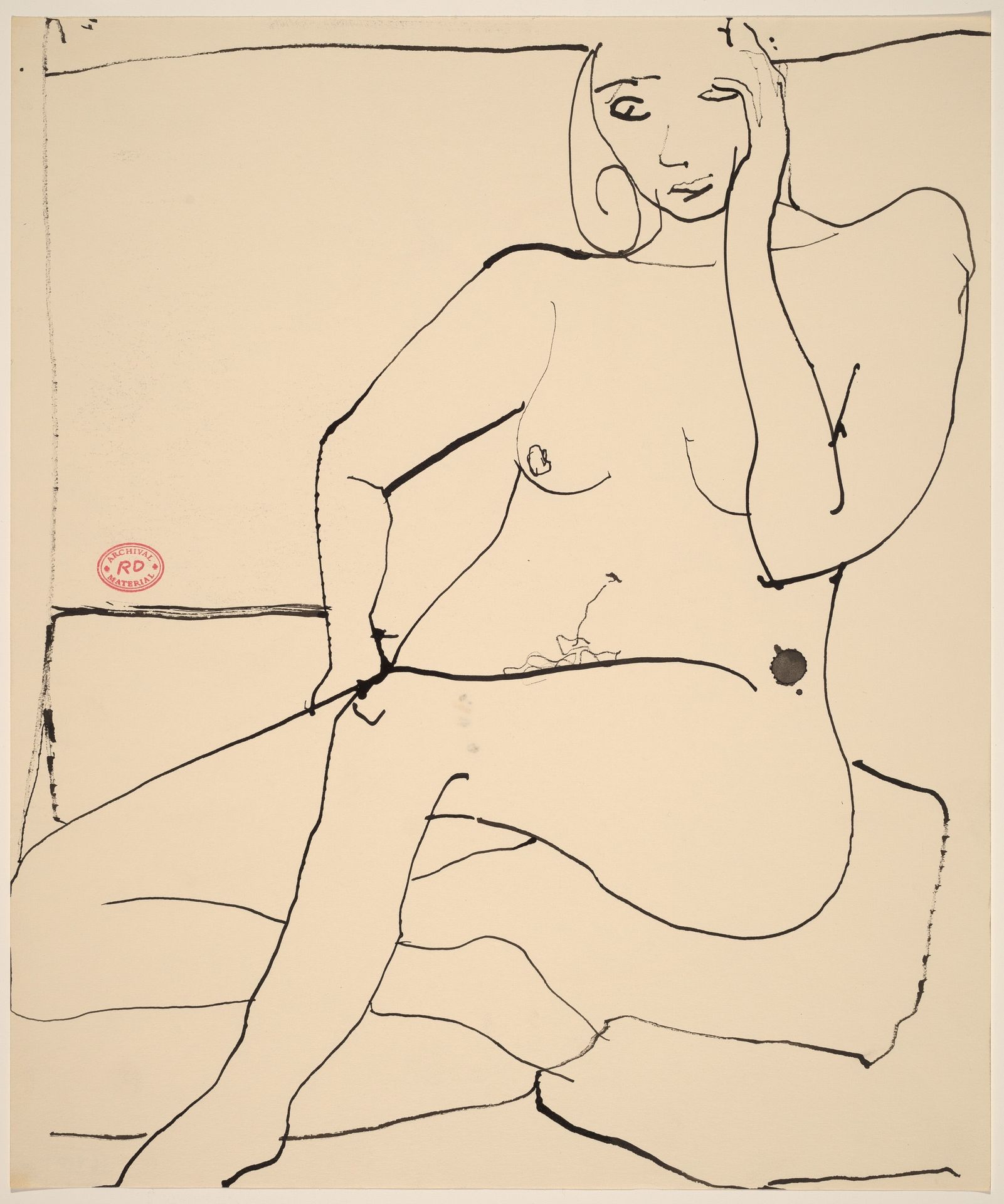 Untitled [seated nude holding her head with her left hand] by Richard Diebenkorn