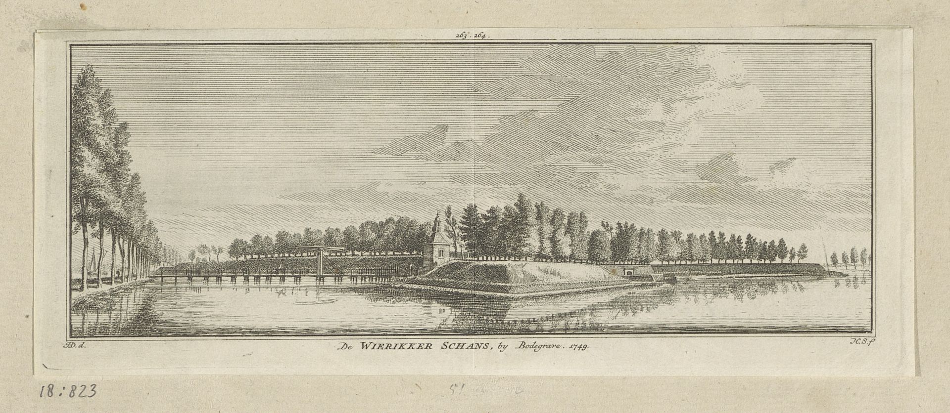 Gezicht op de Wierickerschans bij Bodegrave, 1749 by Hendrik Spilman