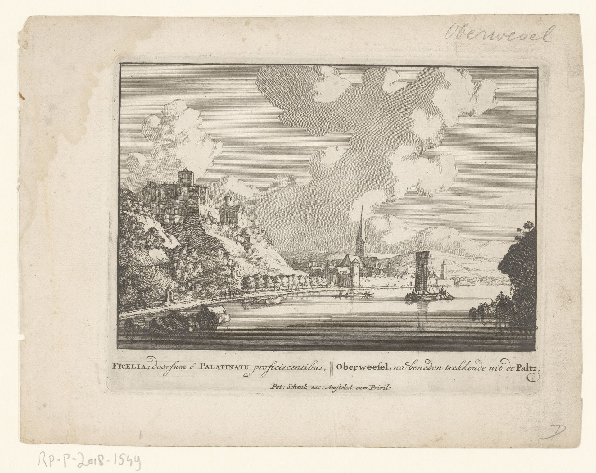 Gezicht op Oberwesel, met links Schönburg by Pieter Schenk