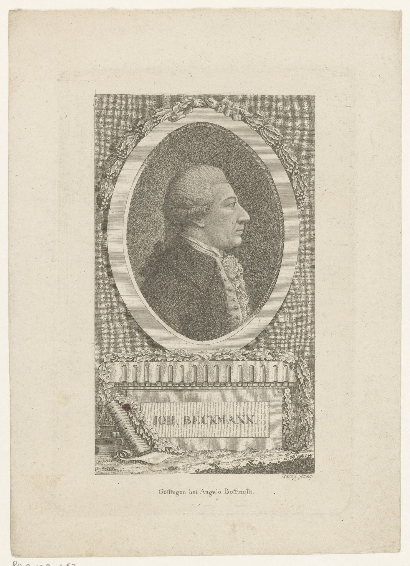Portret van Johann Beckmann by Christoph Gebhard Grape