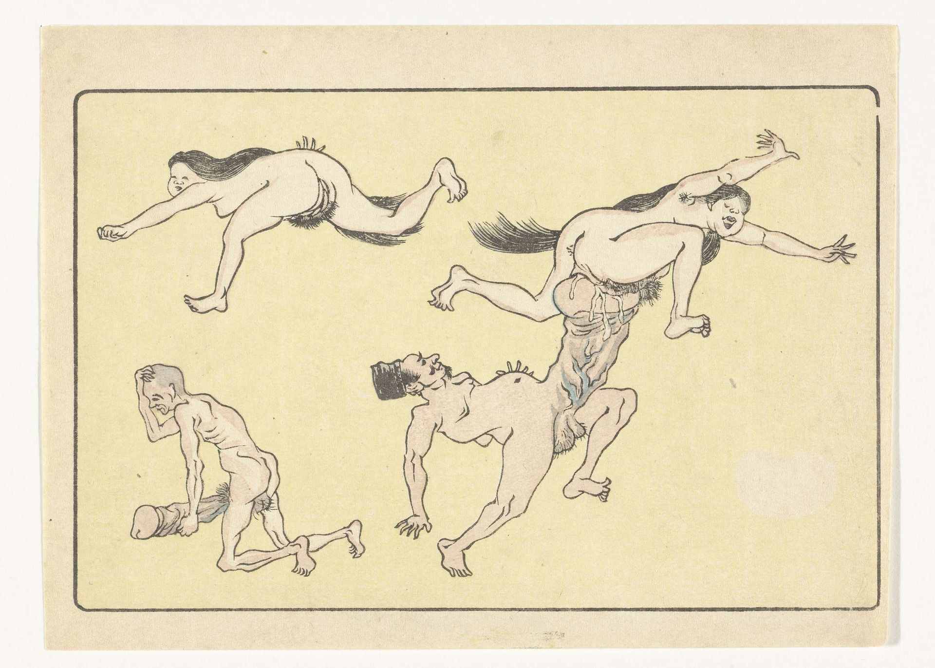 Copulerende man en vrouw by Kawanabe Kyōsai 河鍋暁斎