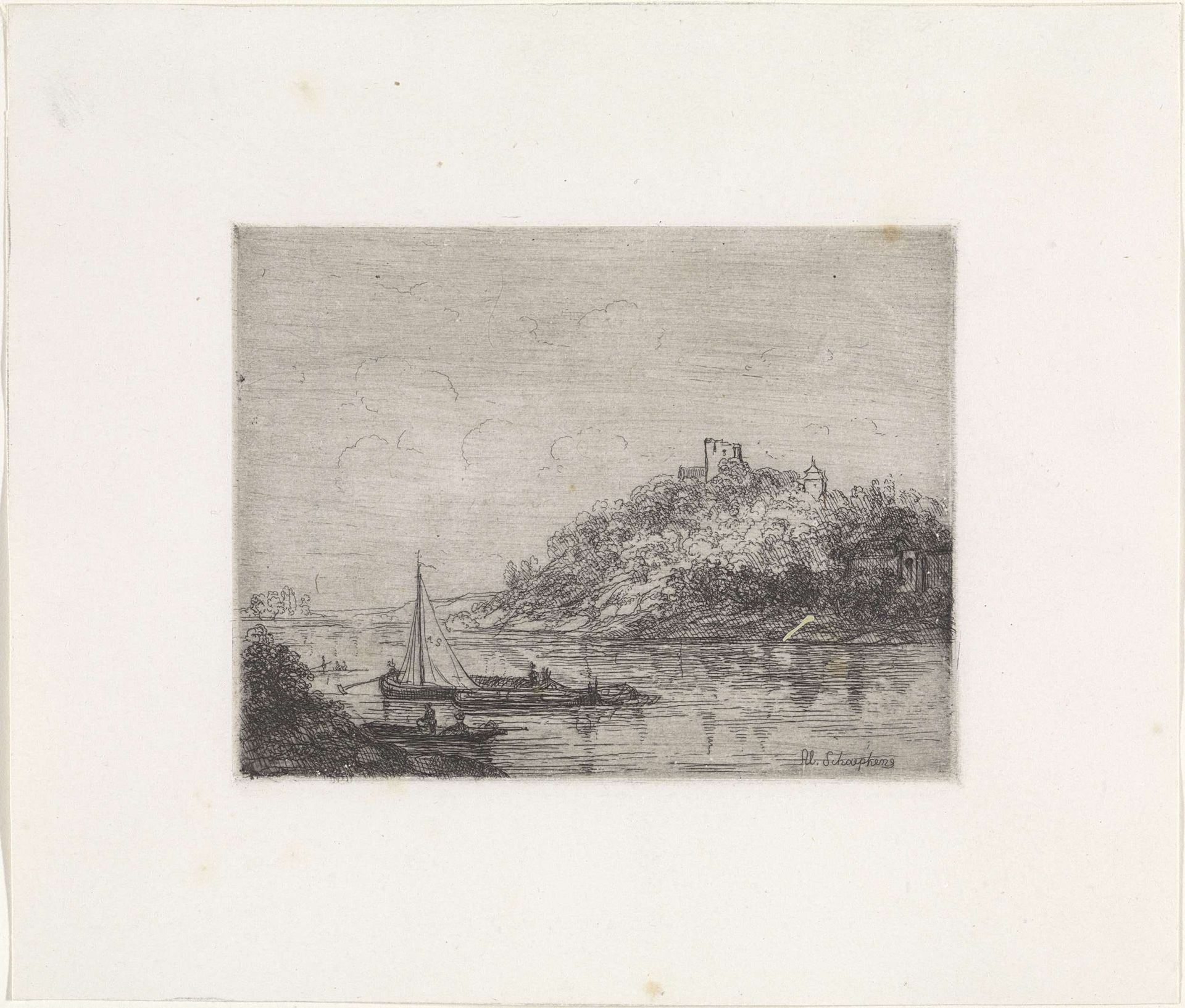 Gezicht op de Sint-Pietersberg met de overblijfselen van kasteel Lichtenberg en klooster Slavante by Alexander Schaepkens