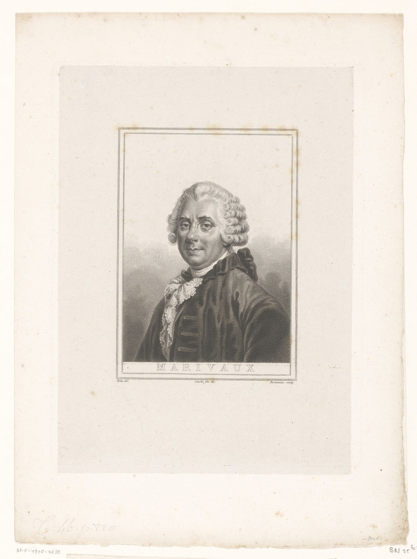 Portret van Pierre Carlet de Marivaux by Pierre François Bertonnier