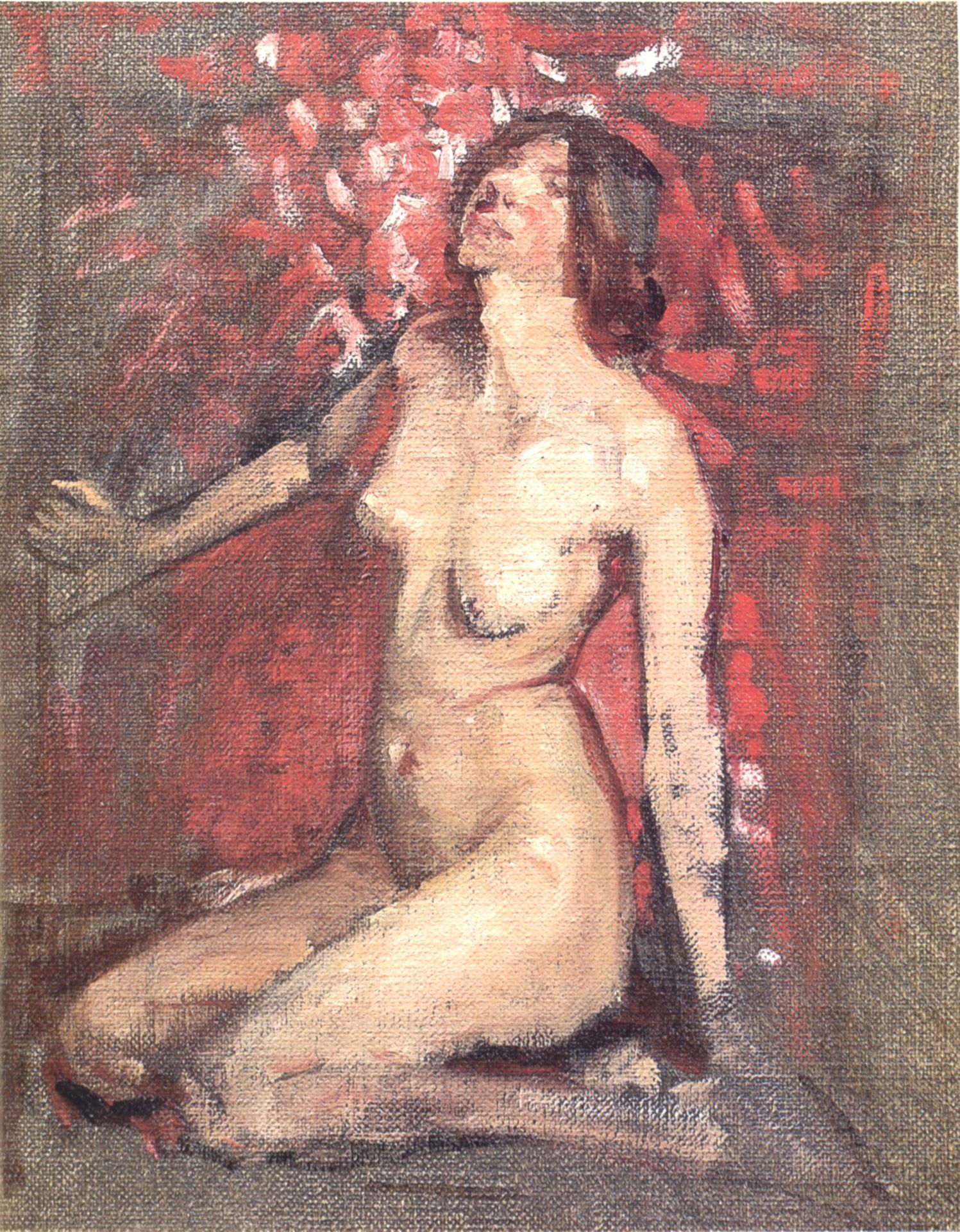 Seated Nude with Her Head Thrown Back (Kathleen Kearney) by Sarah Purser
