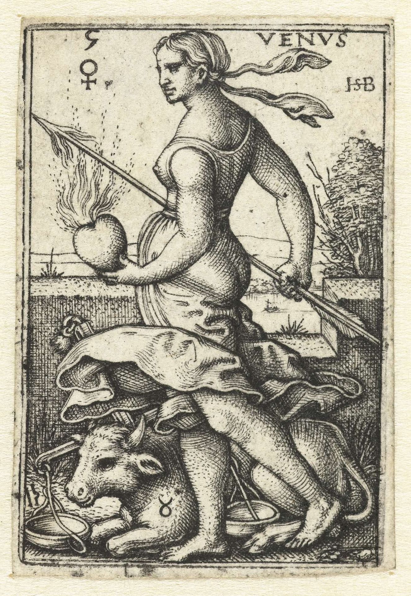 Venus met sterrenbeelden Stier en Weegschaal by Sebald Beham