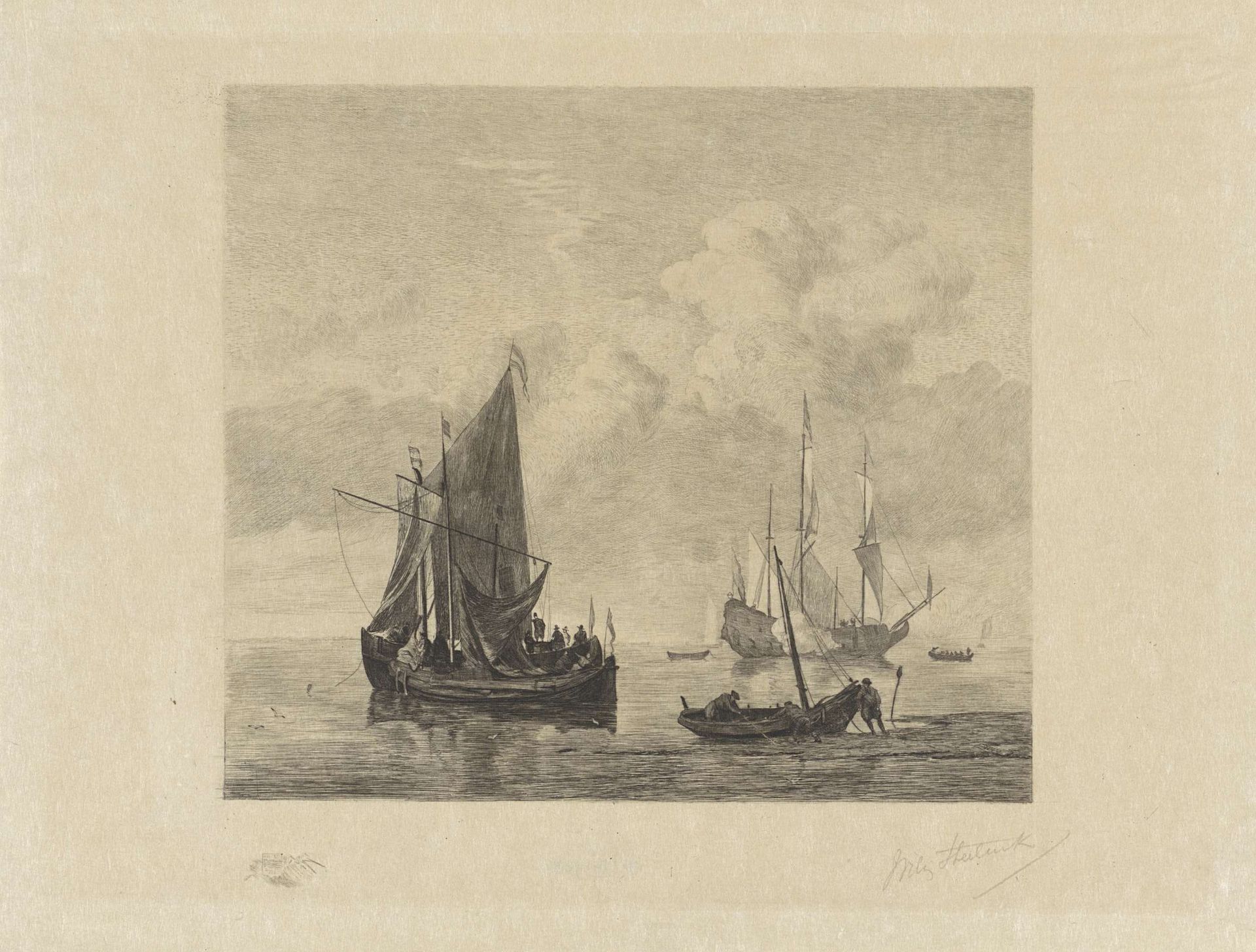 Zeilschepen op kalme zee by Willem (II) Steelink