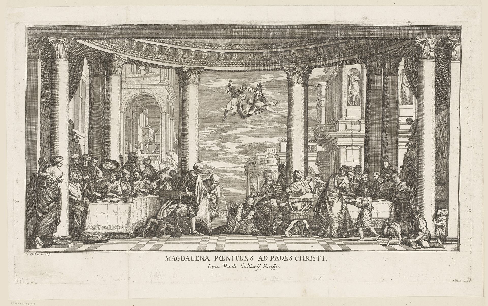 Voetenzalving van Christus door Maria Magdalena by Nicolas Cochin