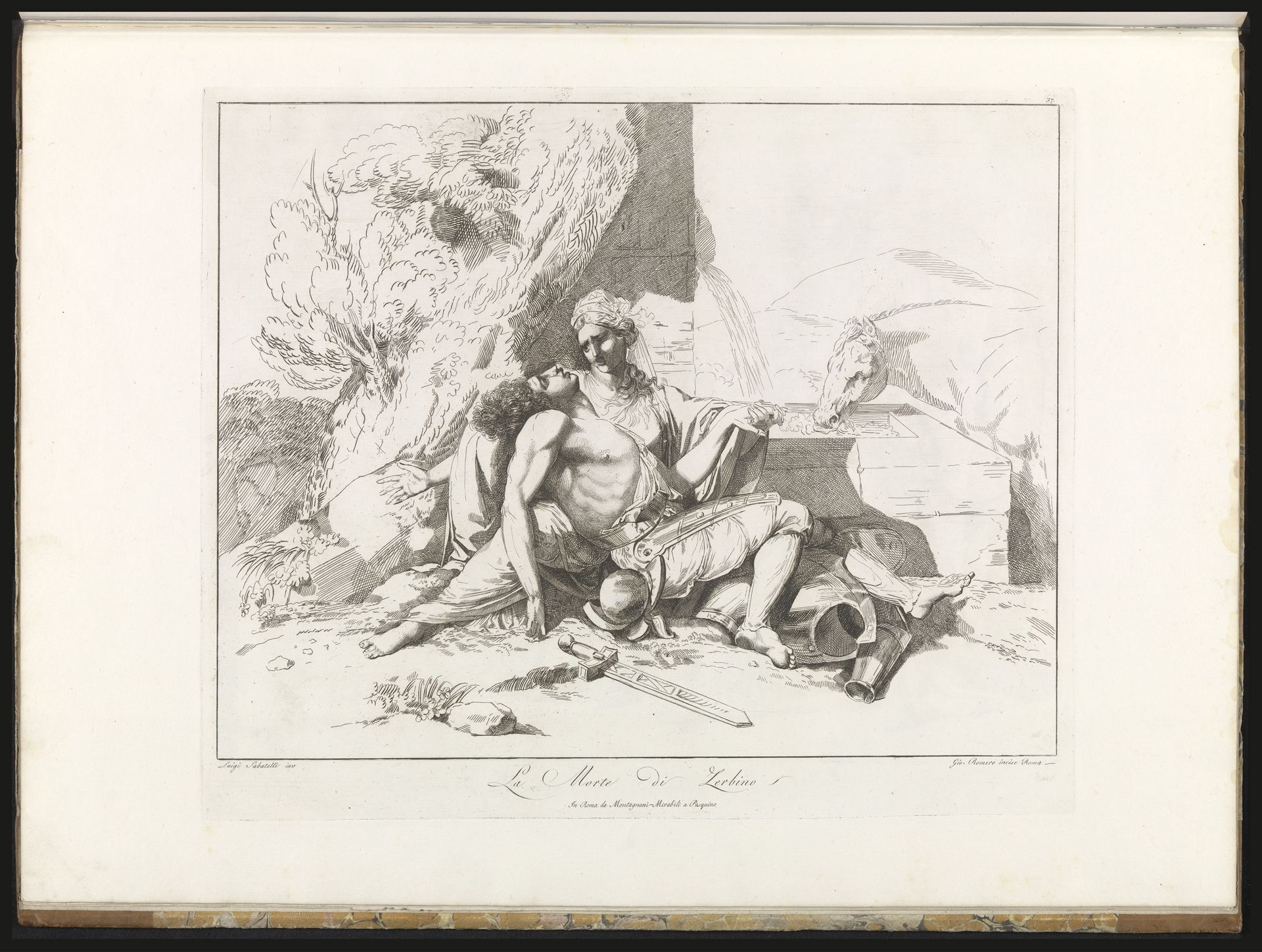 Scène uit Ariosto's 'Orlando Furioso': dood van Zerbino by Giovanni Battista Romero