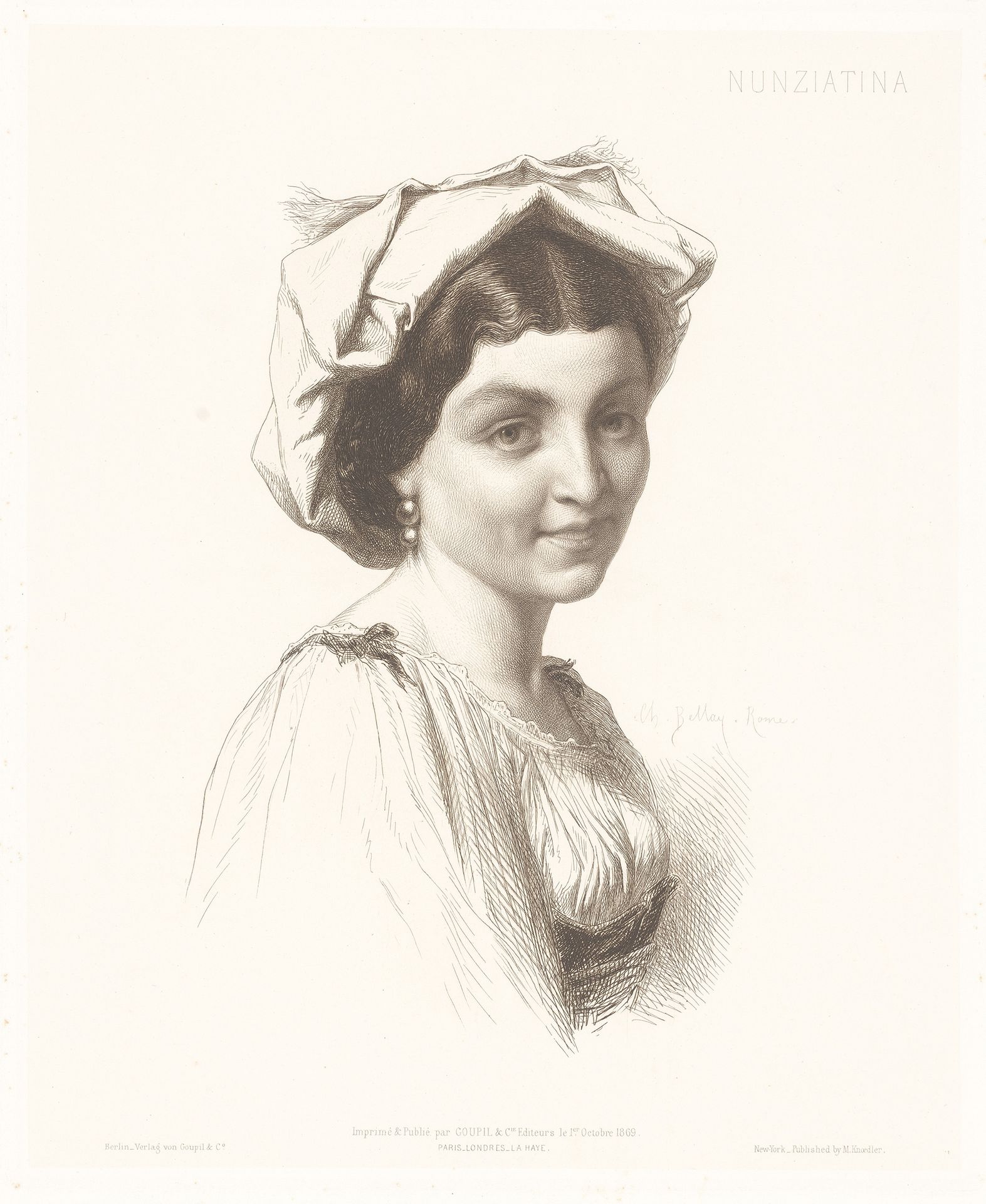 Portret van een Italiaanse vrouw by Charles Alphonse Paul Bellay