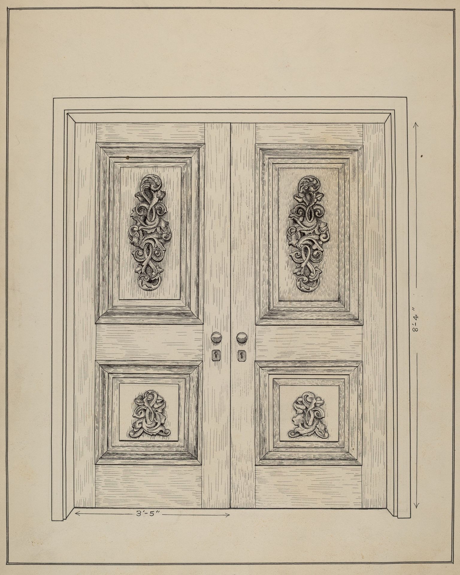 Carved Wooden Door by Ray Price