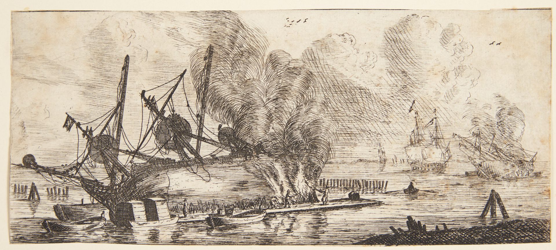 To skibe, kølhalet til kalfatring by Reinier Nooms