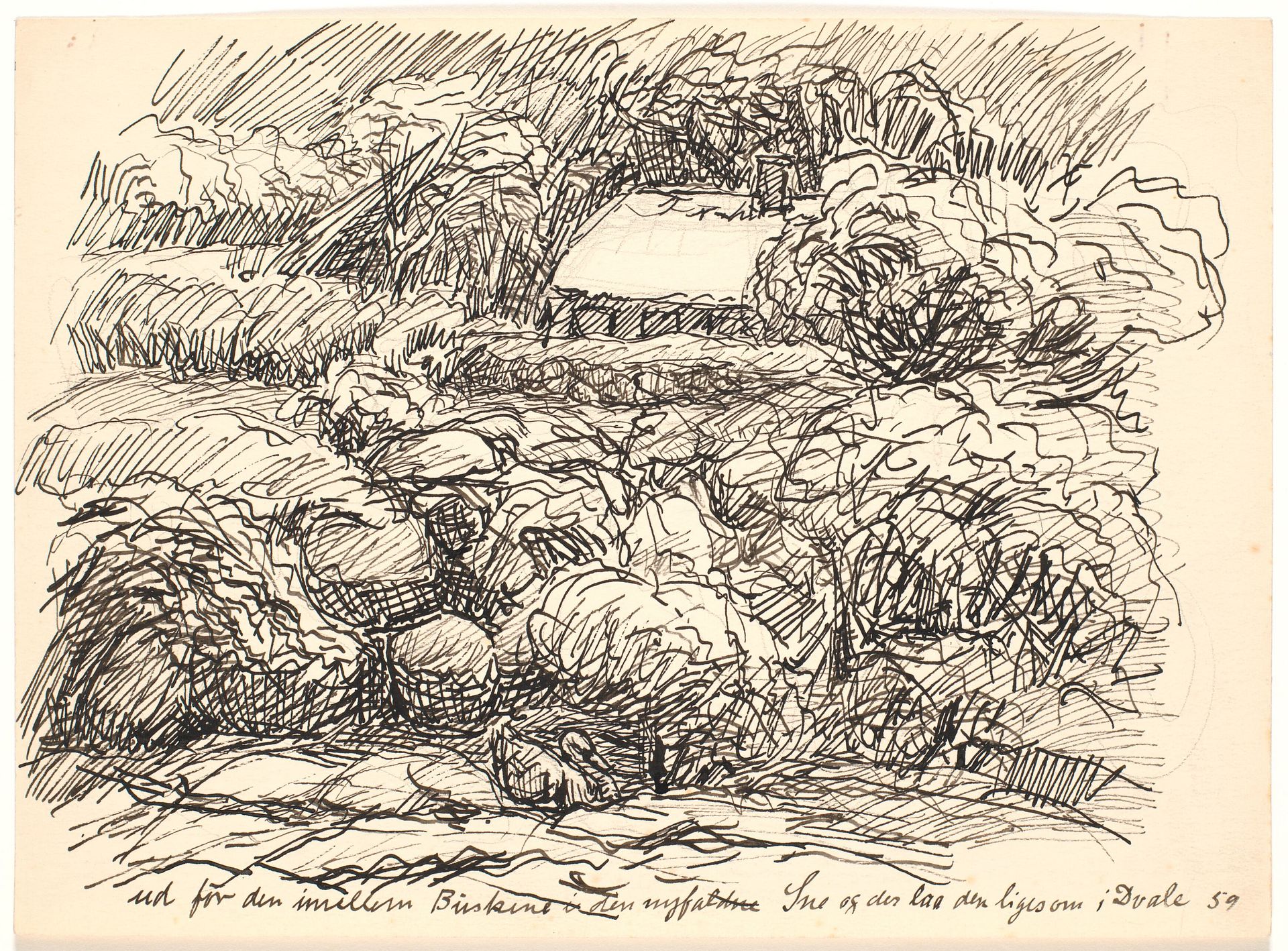 Ud for den imellem Buskene... by Fritz Syberg