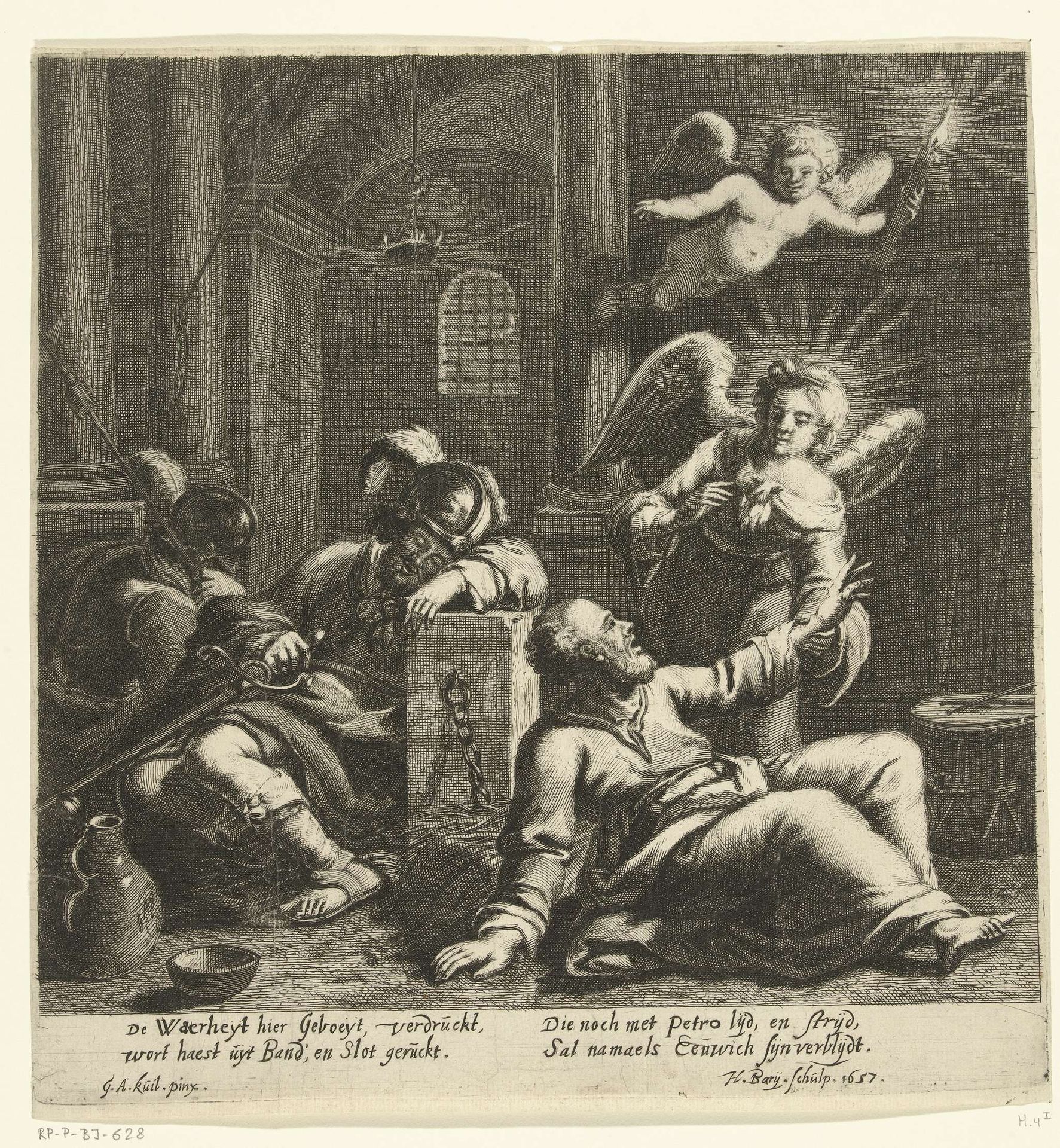 Petrus wordt uit de gevangenis bevrijd by Hendrik Bary