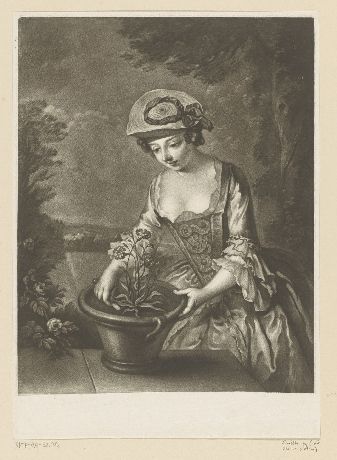 Jonge vrouw met een bloempot by Richard Houston