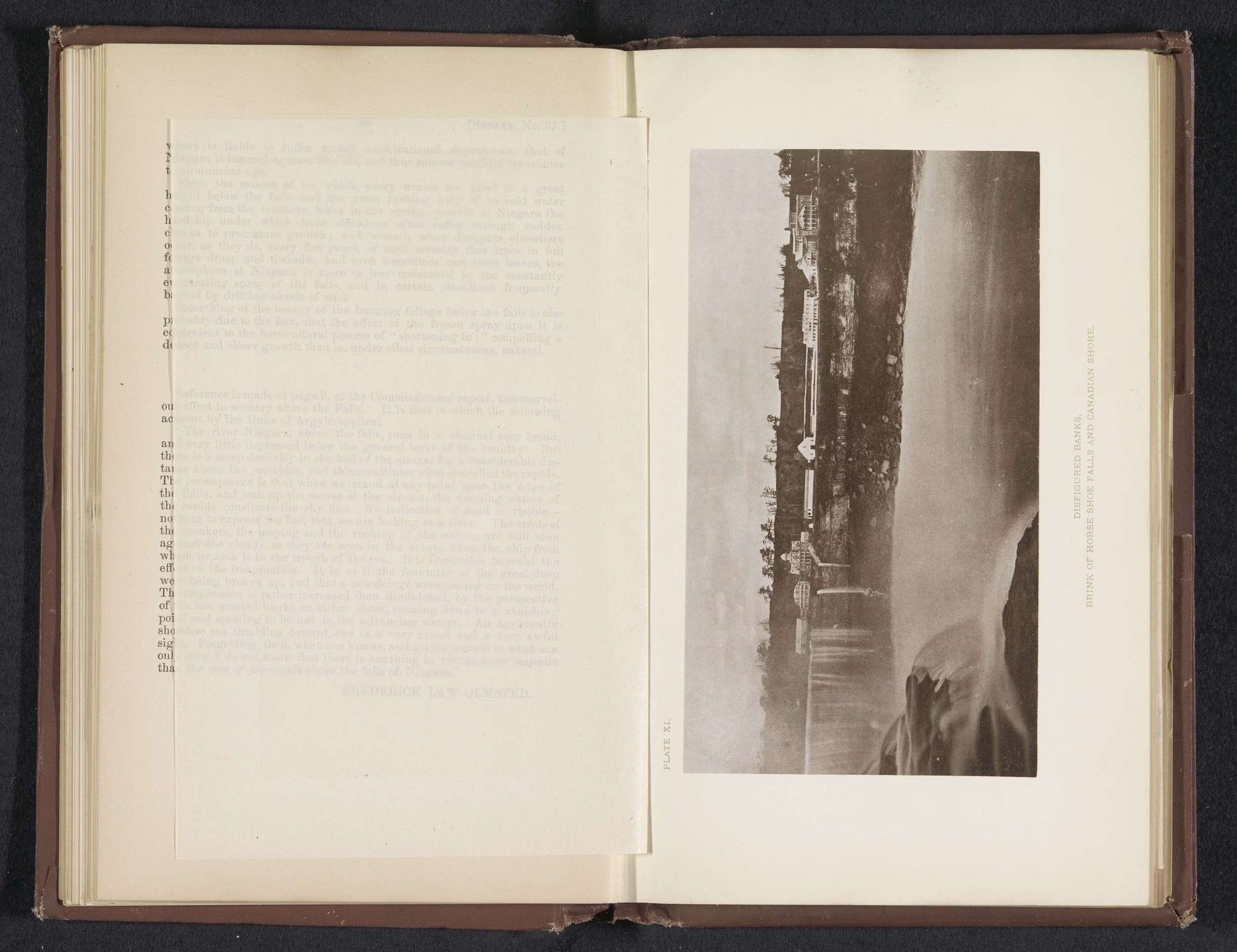 Gezicht op de Horseshoe Falls en een bebouwde oever van de Niagara in Canada by George Barker