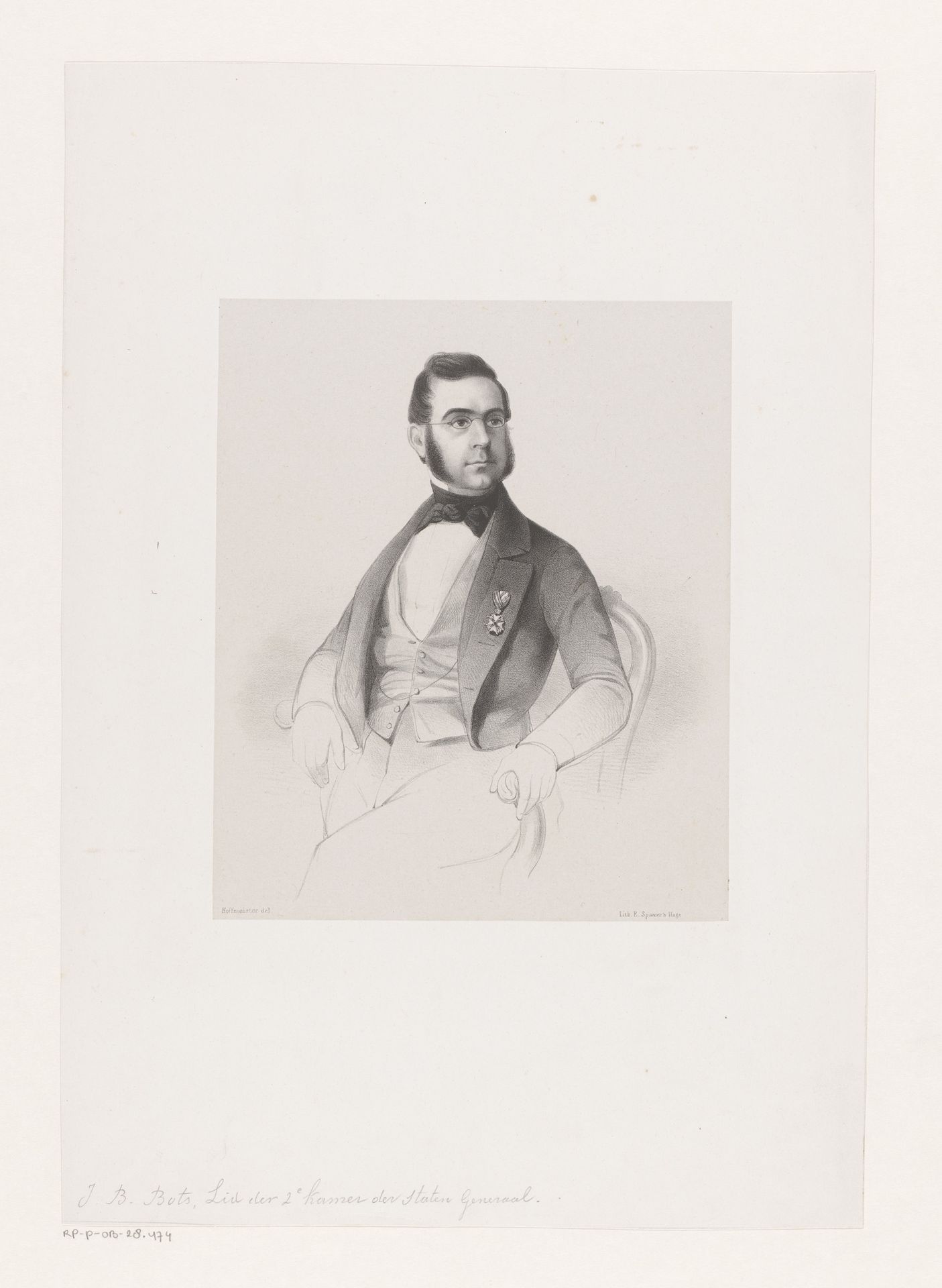 Portret van Johannes Baptista Bots by Johan Hendrik Hoffmeister