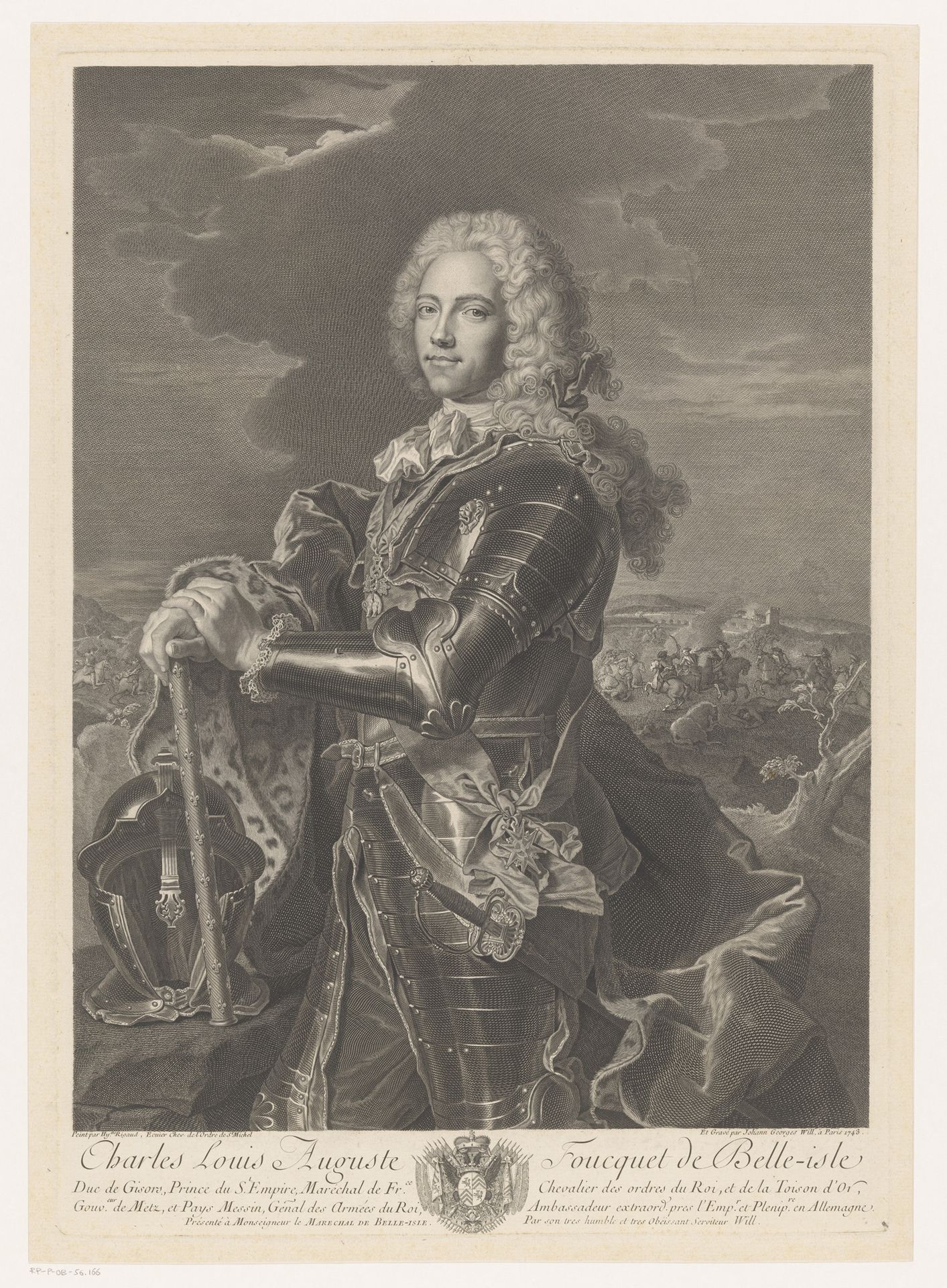 Portret van Charles Louis Auguste Fouquet, duc de Belle-Isle by Johann Georg Wille