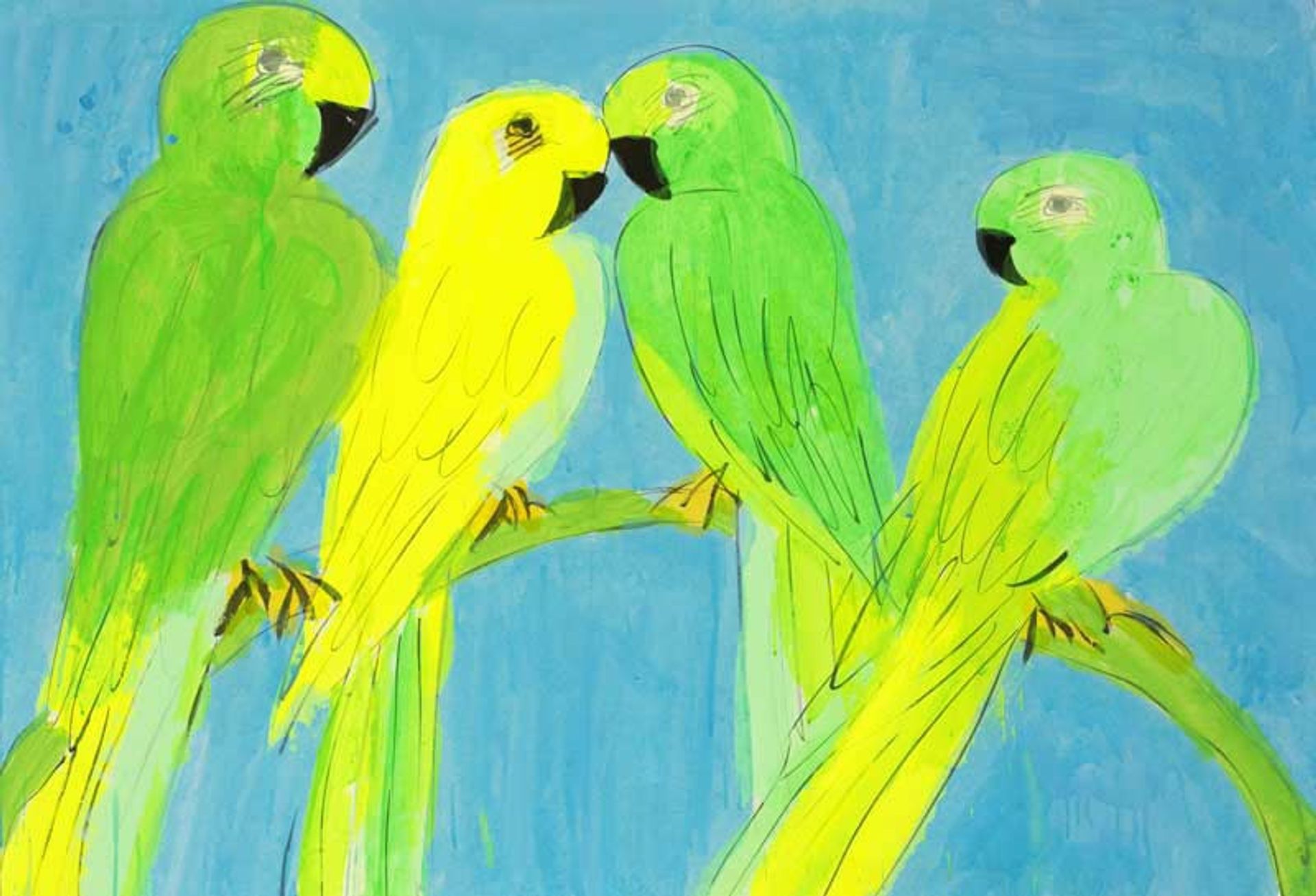 Green and Yellow Parrots by Walasse Ting