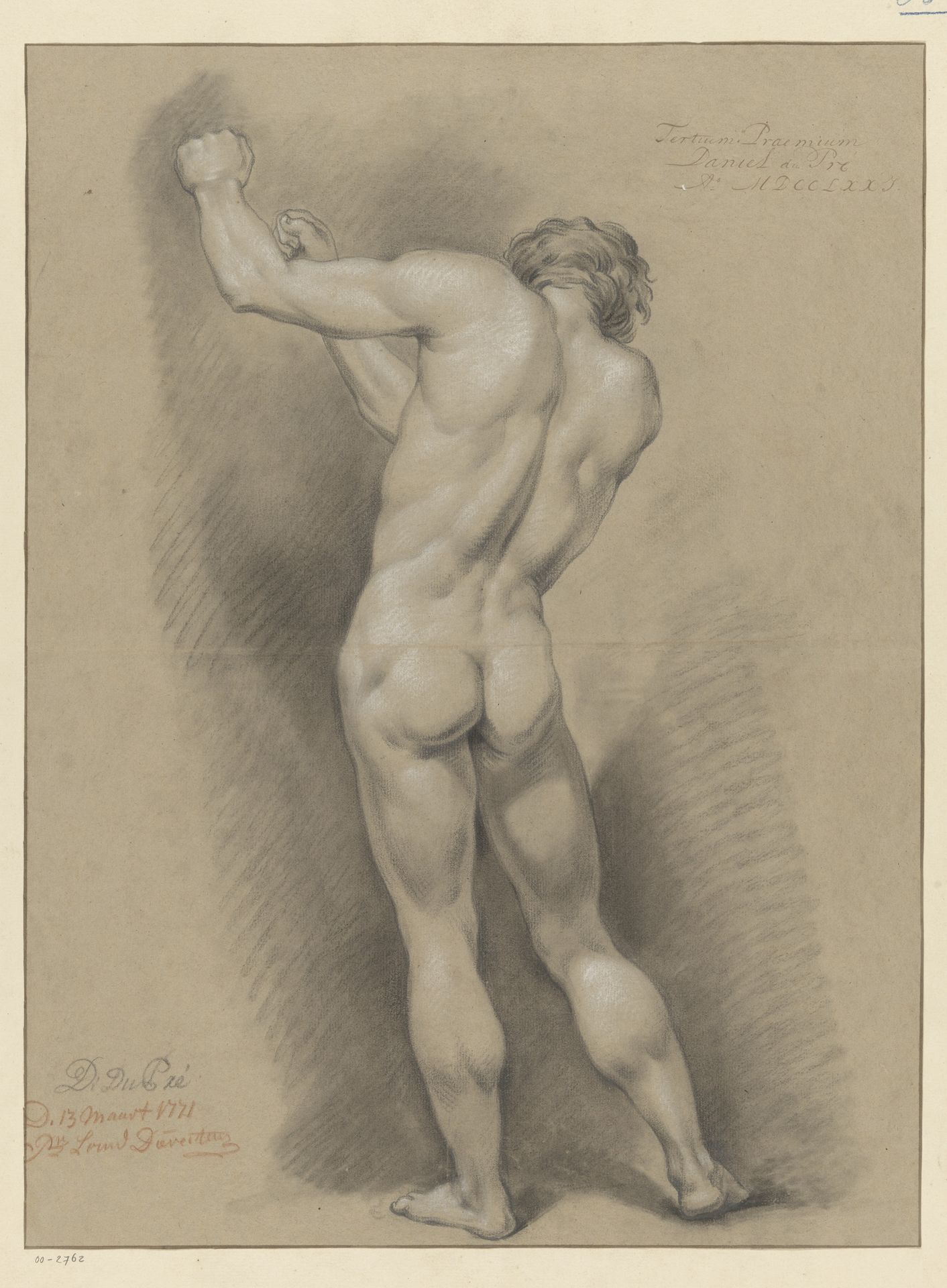 Staand mannelijk naakt, op de rug gezien (3e prijs 1771) by Daniël Dupré