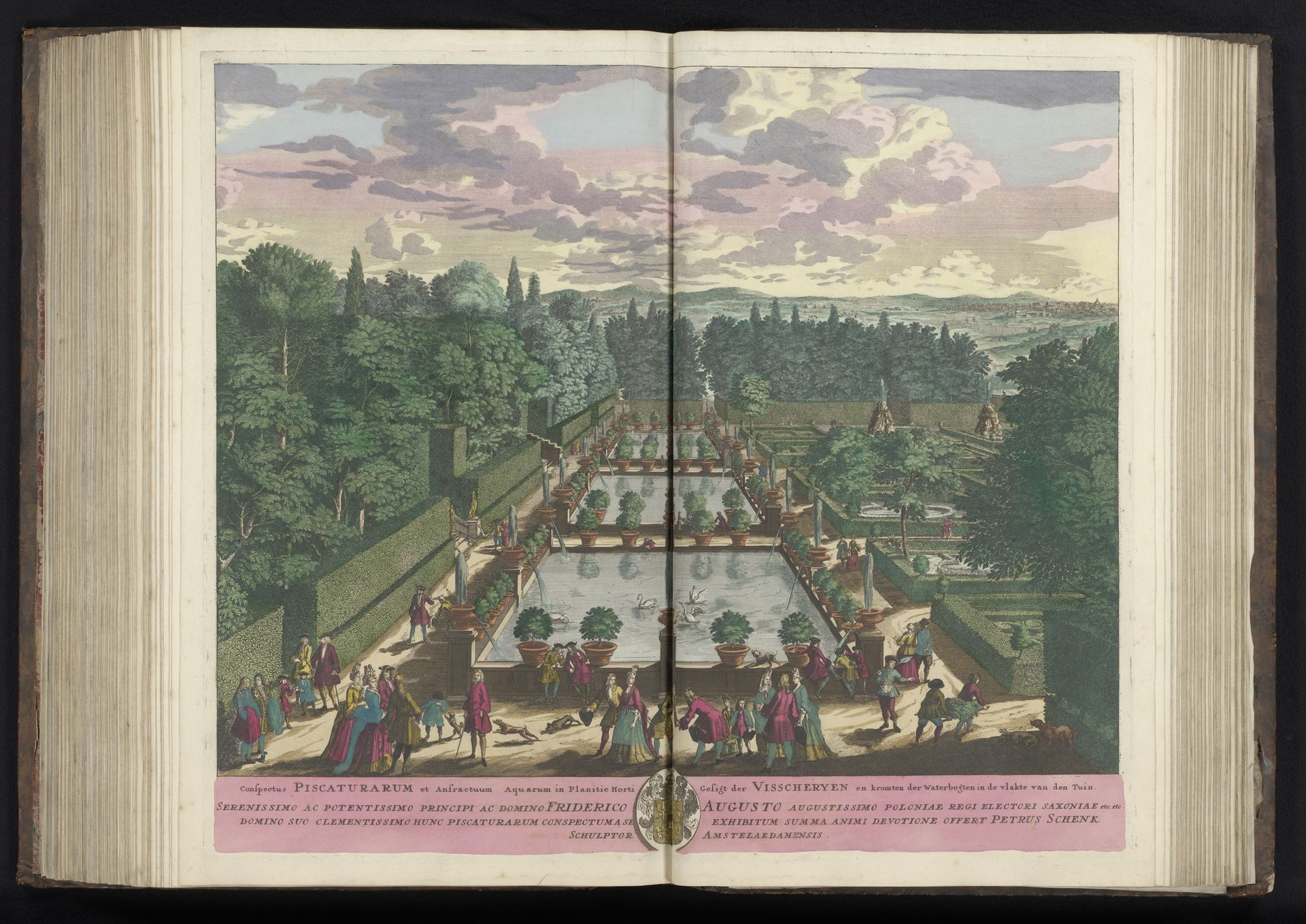 Vijvers en fonteinen in de tuin van de Villa d'Este te Tivoli by Pieter Schenk
