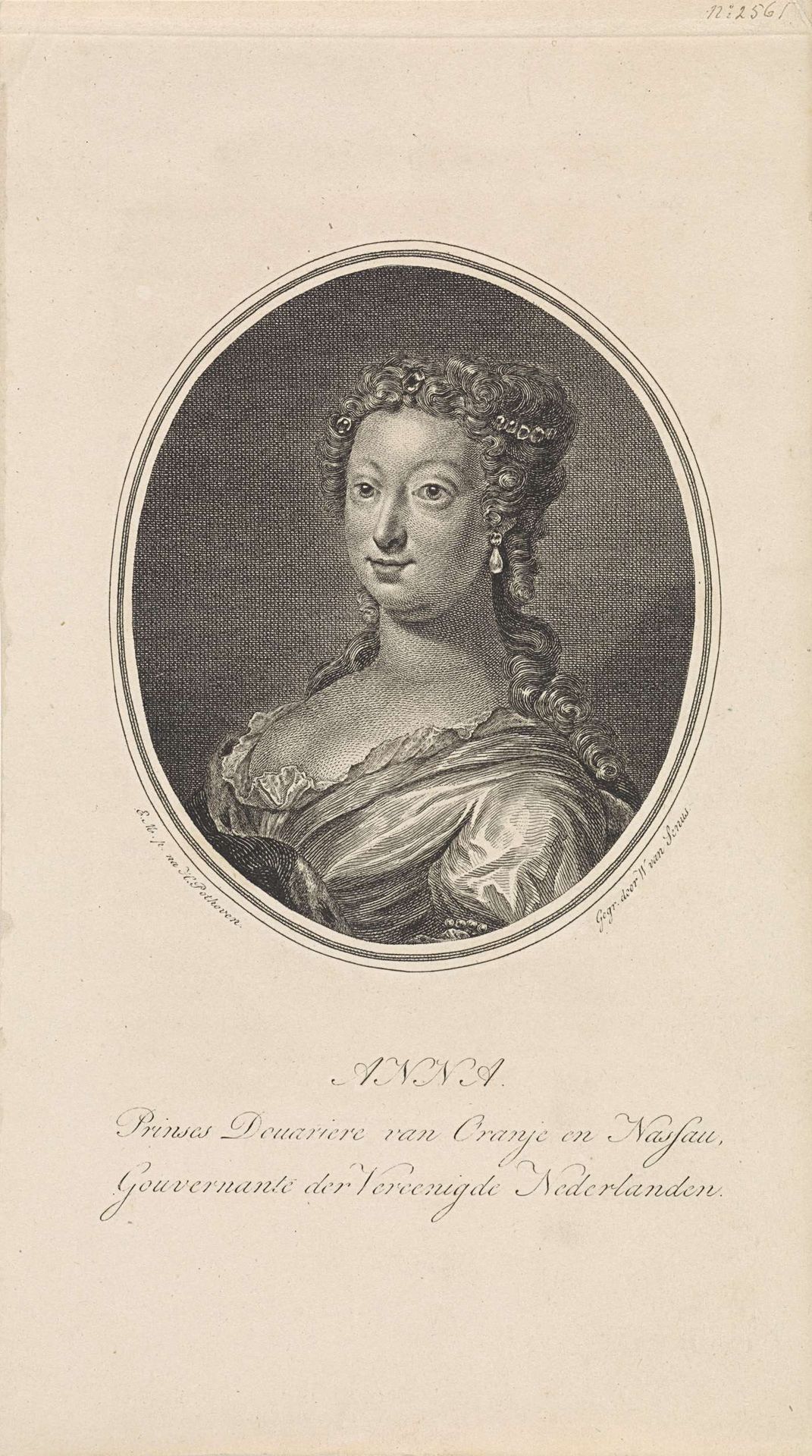 Portret van Anna, prinses van Oranje Nassau by Willem van Senus
