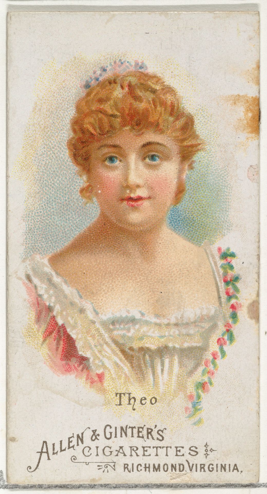 Theo, from World's Beauties, Series 1 (N26) for Allen & Ginter Cigarettes by Allen & Ginter