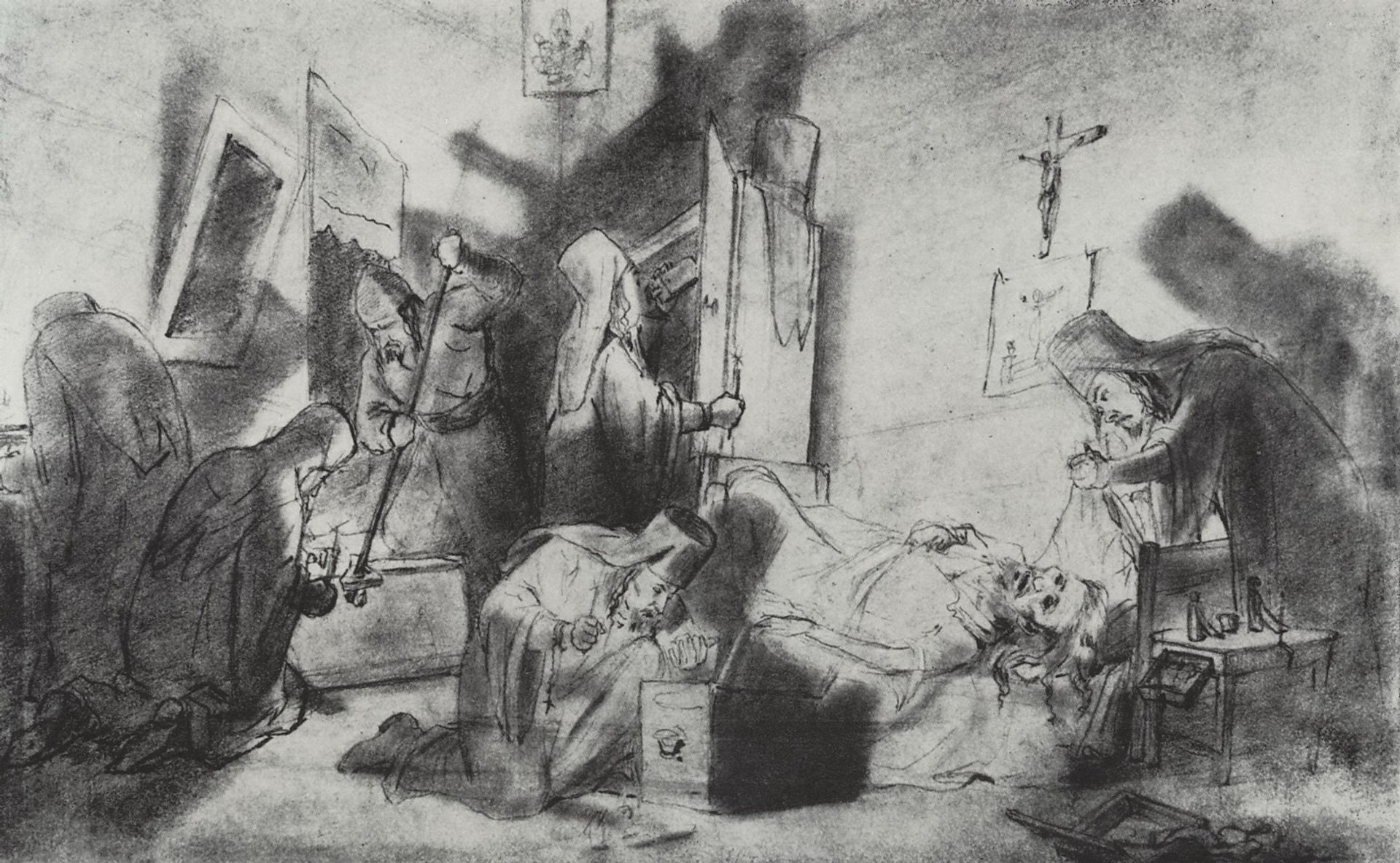 Dividing the inheritance in a monastery (Death of a monk) by Vasily Perov