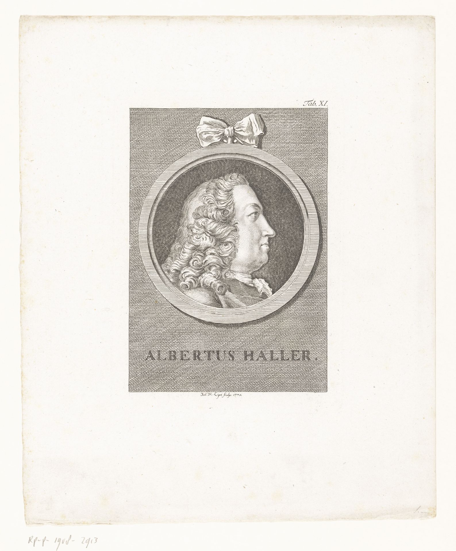 Portret van Albrecht Haller by Johann Heinrich Lips