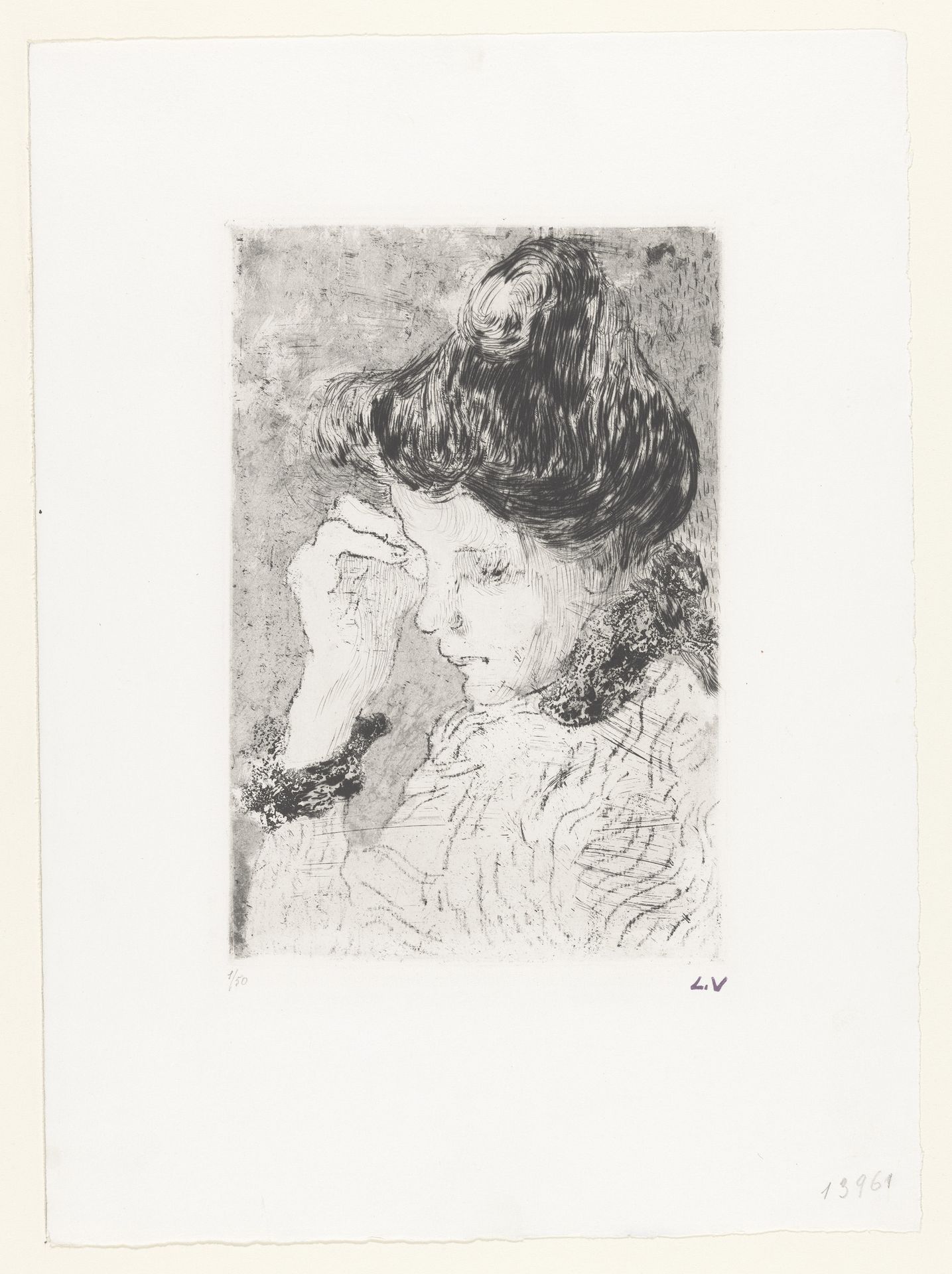 Buste van een jonge vrouw met opgestoken haar en profil by Louis Valtat
