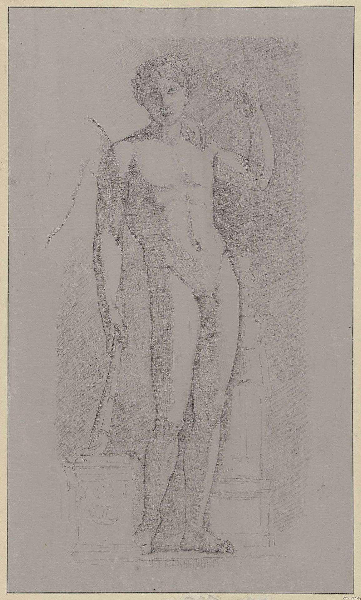 Studie naar een standbeeld van een staande naakte man met een toorts by Jean Grandjean