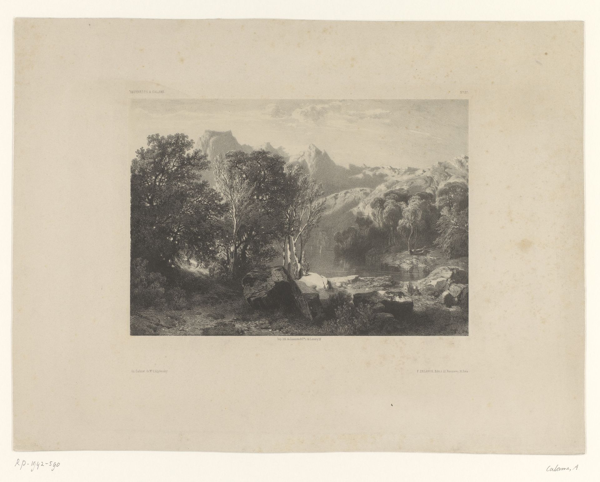 Berglandschap met meer by Alexandre Calame