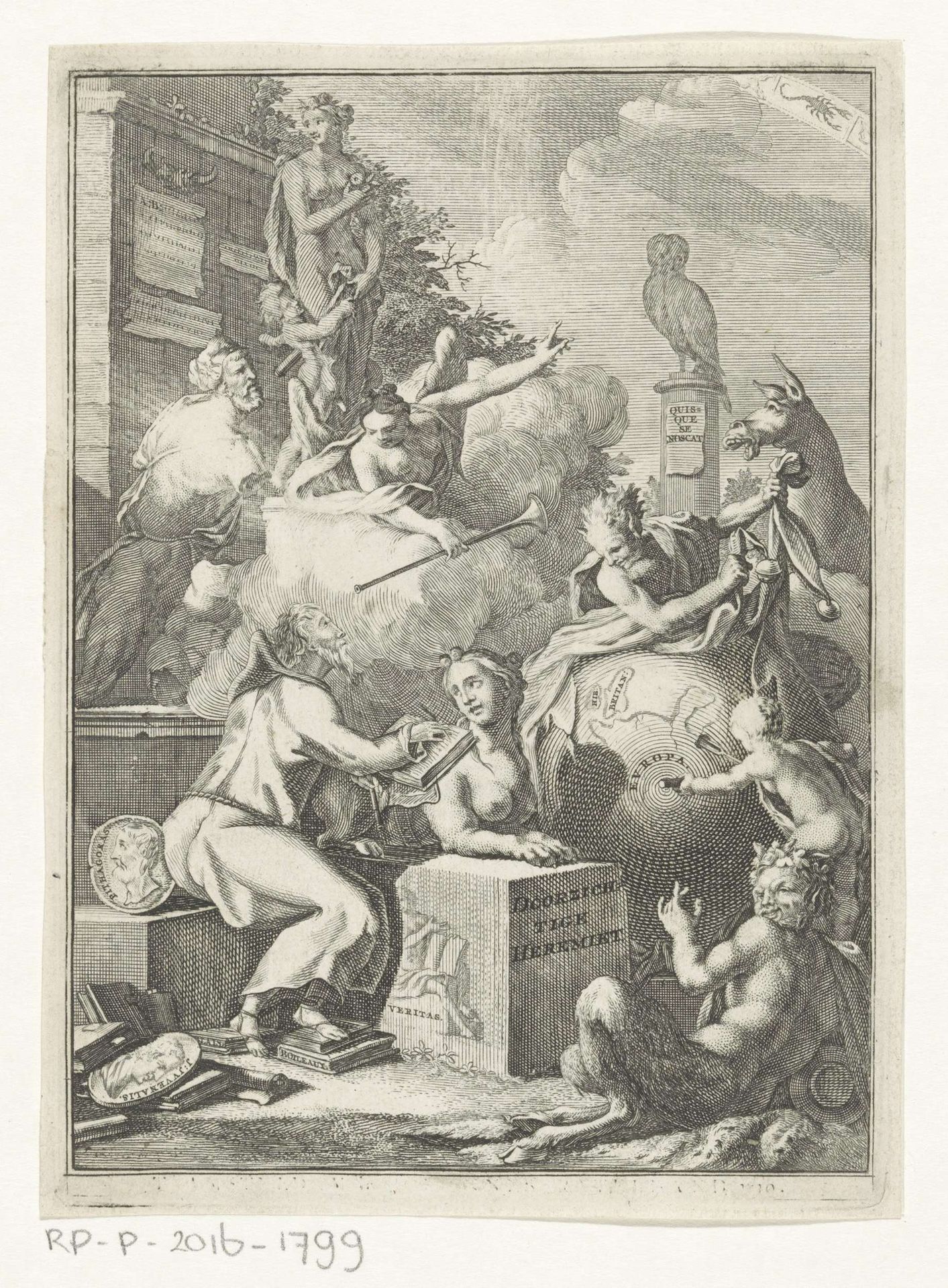 Allegorische voorstelling met kluizenaar, sfinx en saters by Anonymous