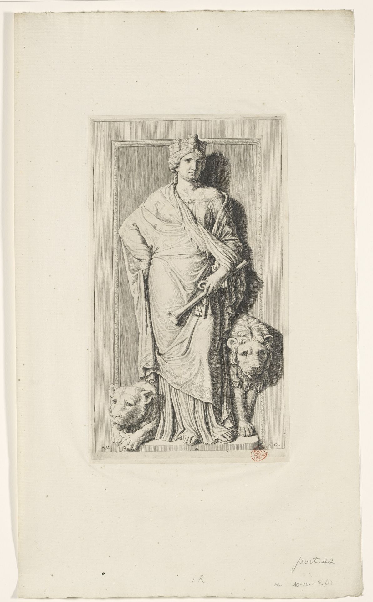Beeld van Cybele in de oostelijke galerij van het Stadhuis op de Dam by Hubert Quellinus