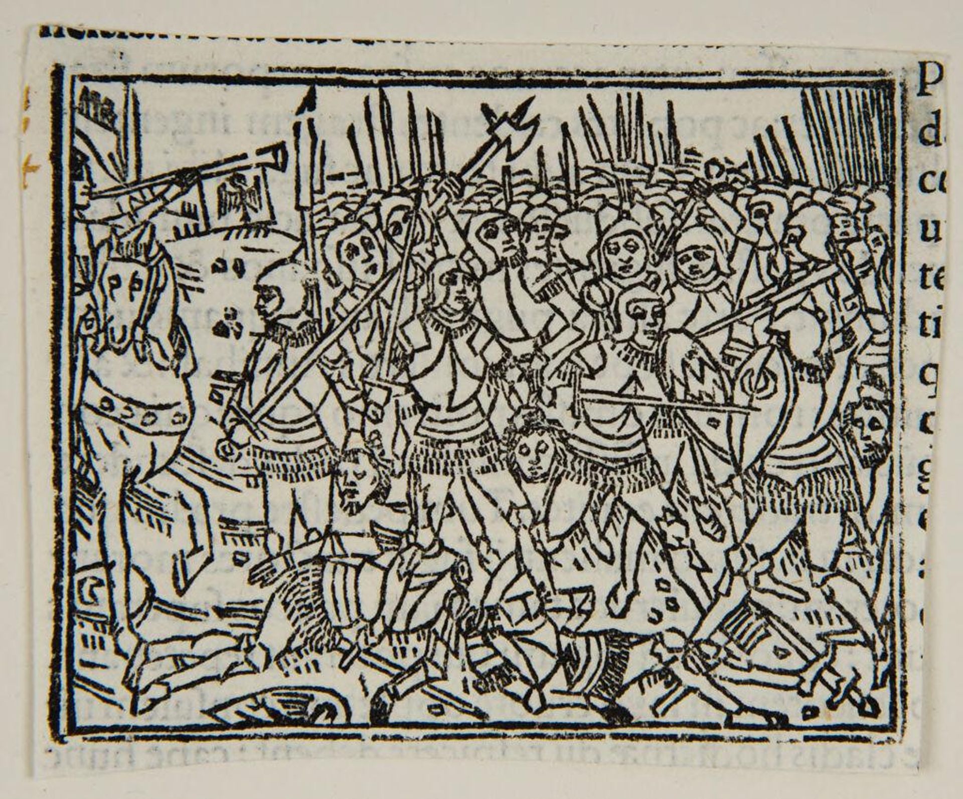 Book XXII.44-50.  Battle at Cannae {Tertiae Decadis Liber Secundus p. CX verso};  Same woodcut used for Book XXIV.3-4.  Romans receive the Bruttians {Tertiae Decadis Liber Quartus p. CXXIIII} by Anonymous