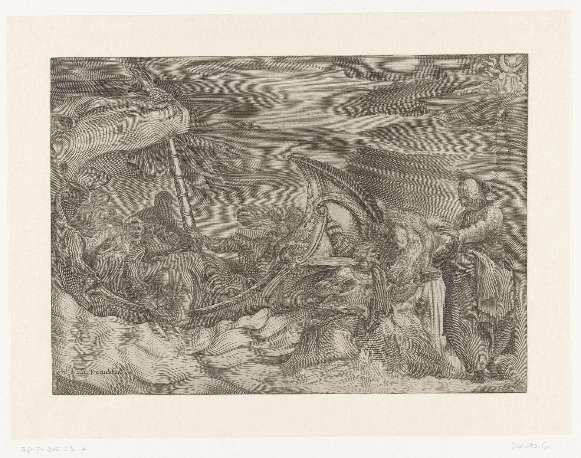 Christus lopend over het water by Giulio Sanuto