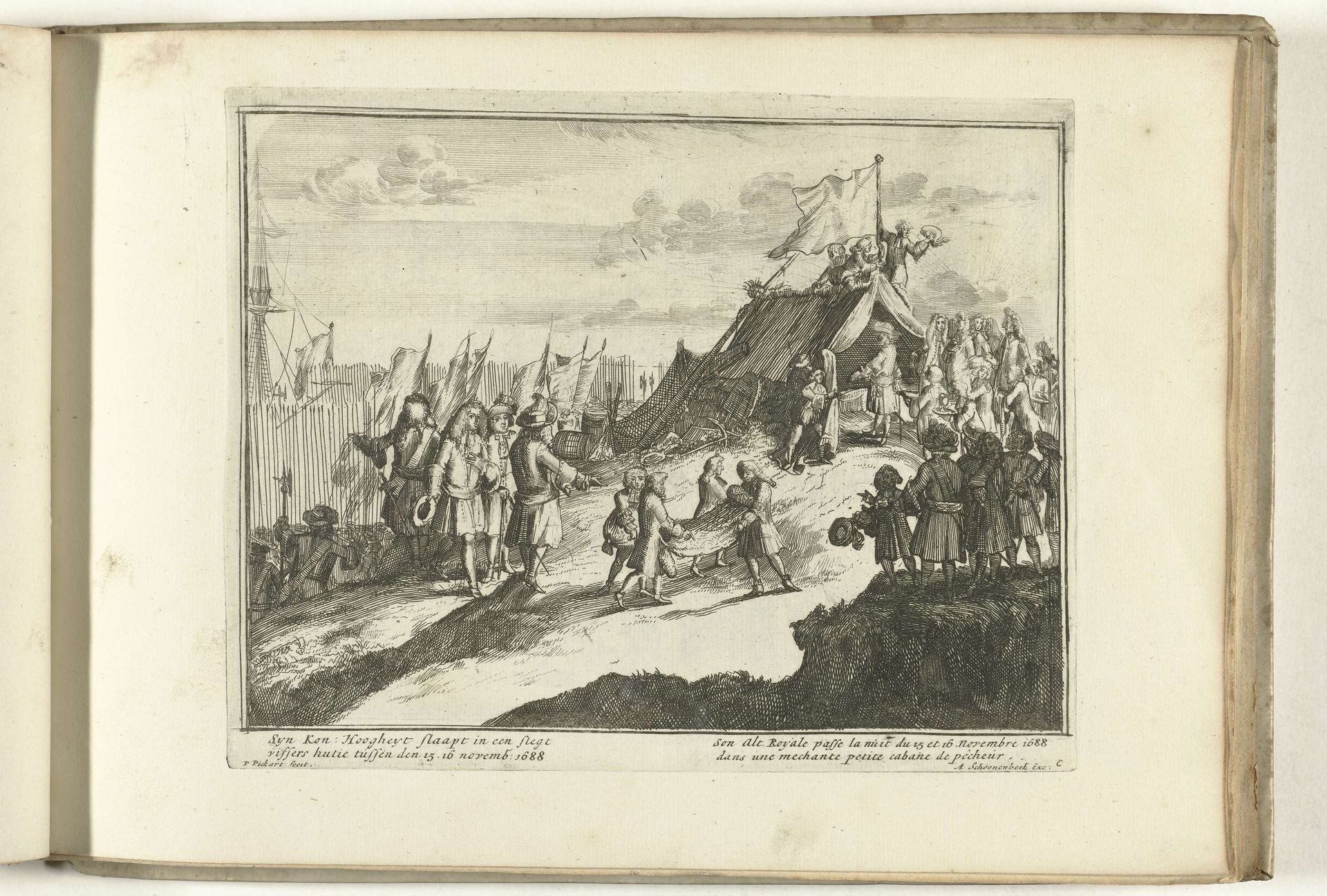 Willem III slaapt de eerste twee dagen in een vissershutje bij de Engelse kust, 1688 by Pieter Pickaert