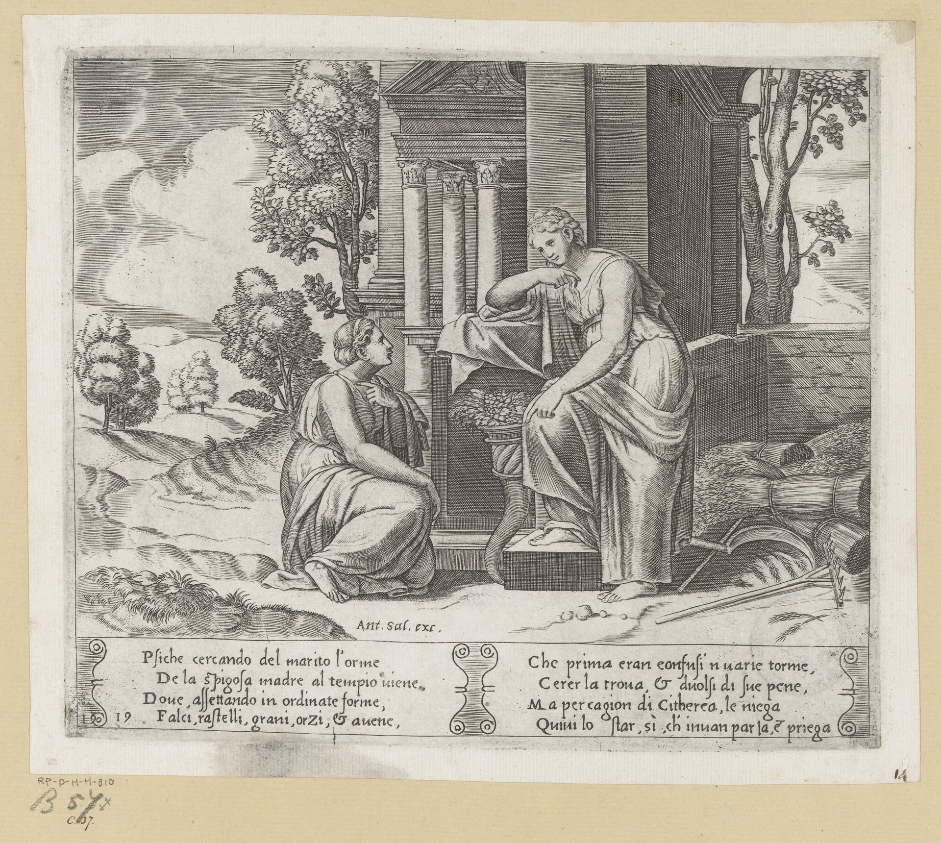 Ceres weigert hulp aan Psyche by Meester van de Dobbelsteen
