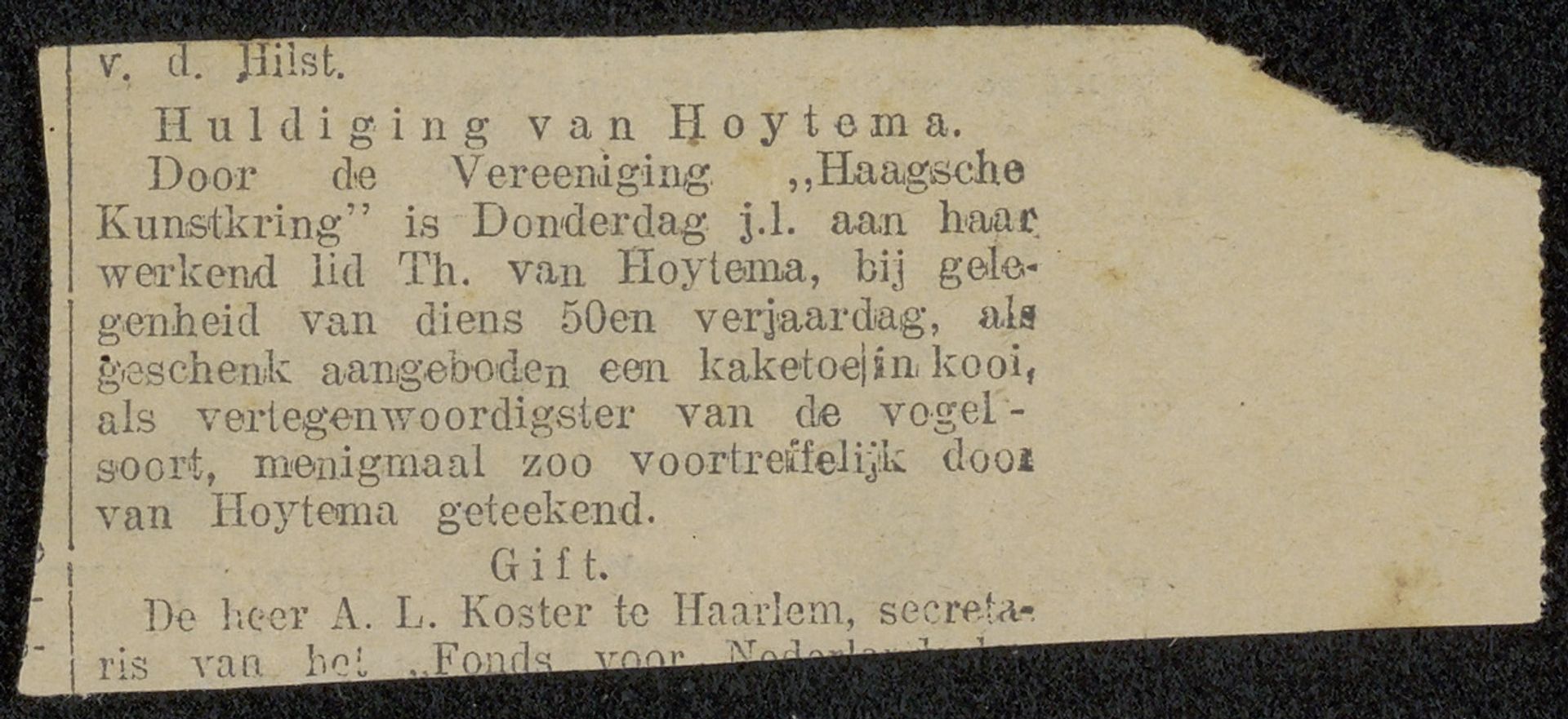 Krantenknipsel uit archief Philip Zilcken by Anonymous