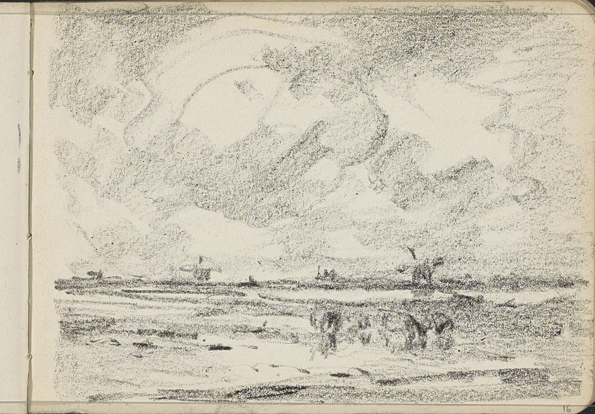 Rivierlandschap met molens by Willem Cornelis Rip