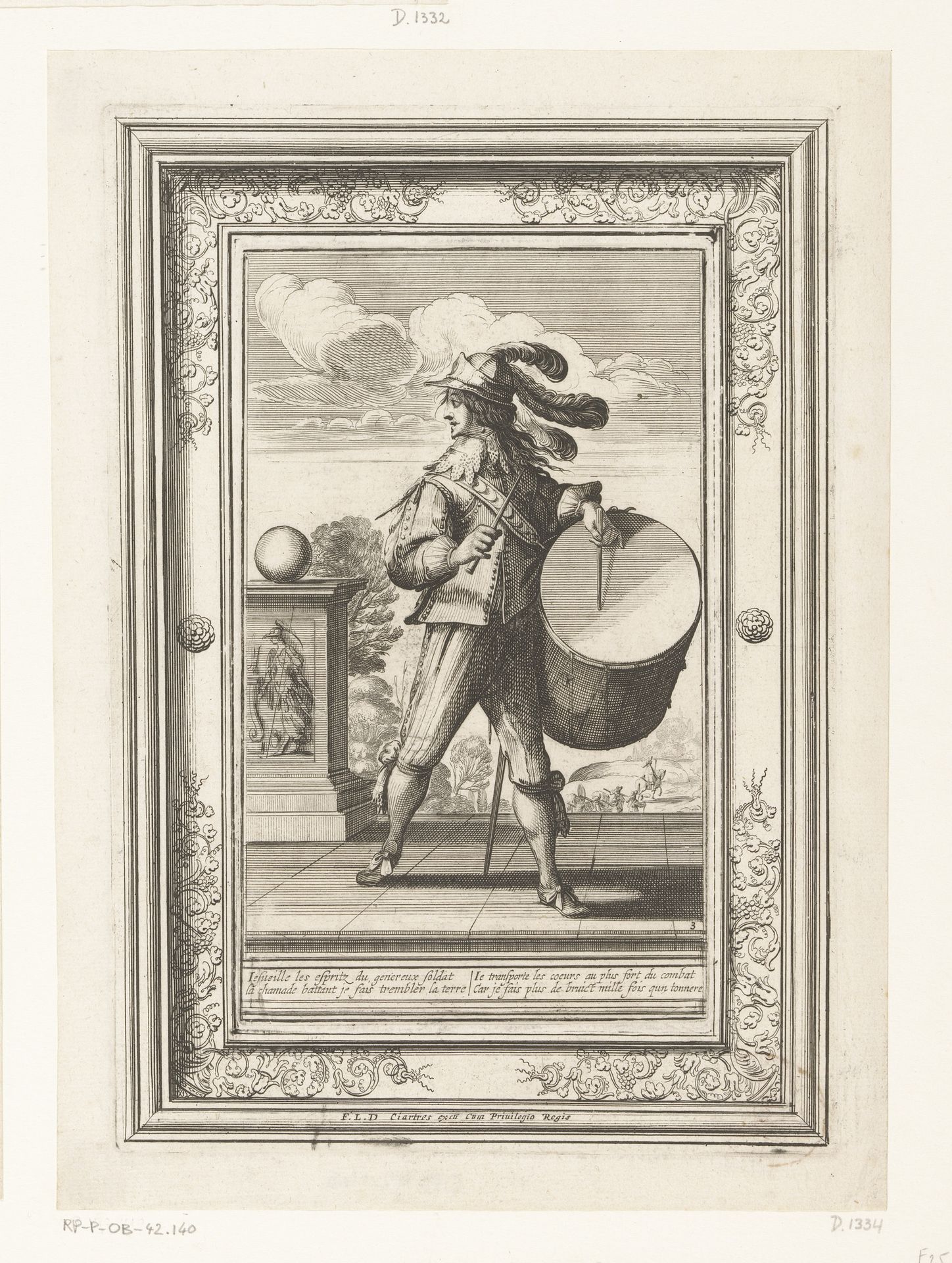 Tamboer op een bordes, gekleed volgens de mode van ca. 1630 by Abraham Bosse