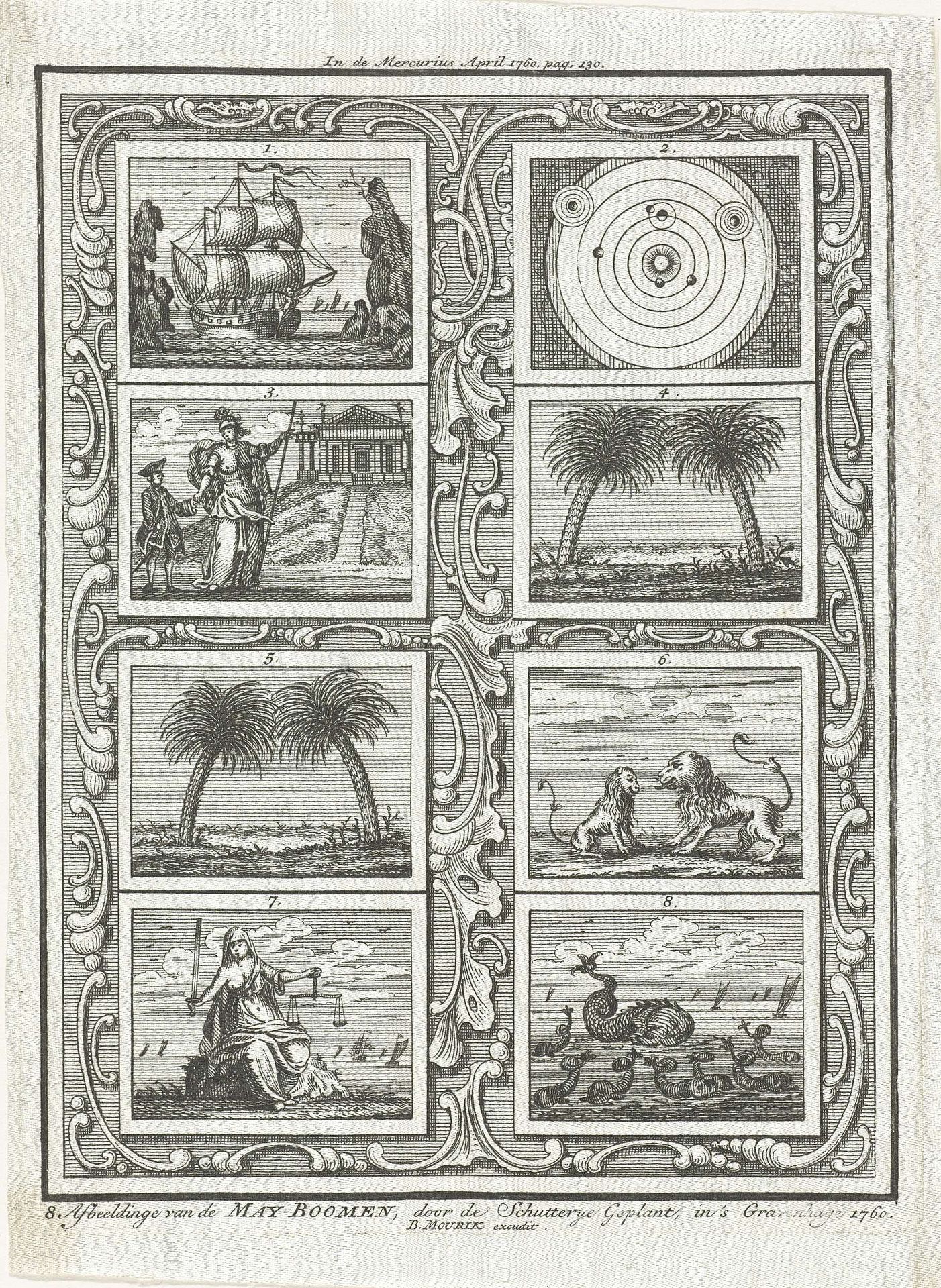 Meiboom geplant door de Haagse Schutterij, 1760 by Caspar Jacobsz. Philips