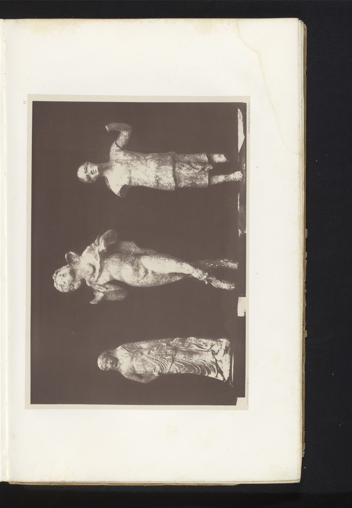 Drie terracotta sculpturen van een jonge vrouw in dubbele tuniek, een jonge satyr en een man by Marcel Gustave Laverdet