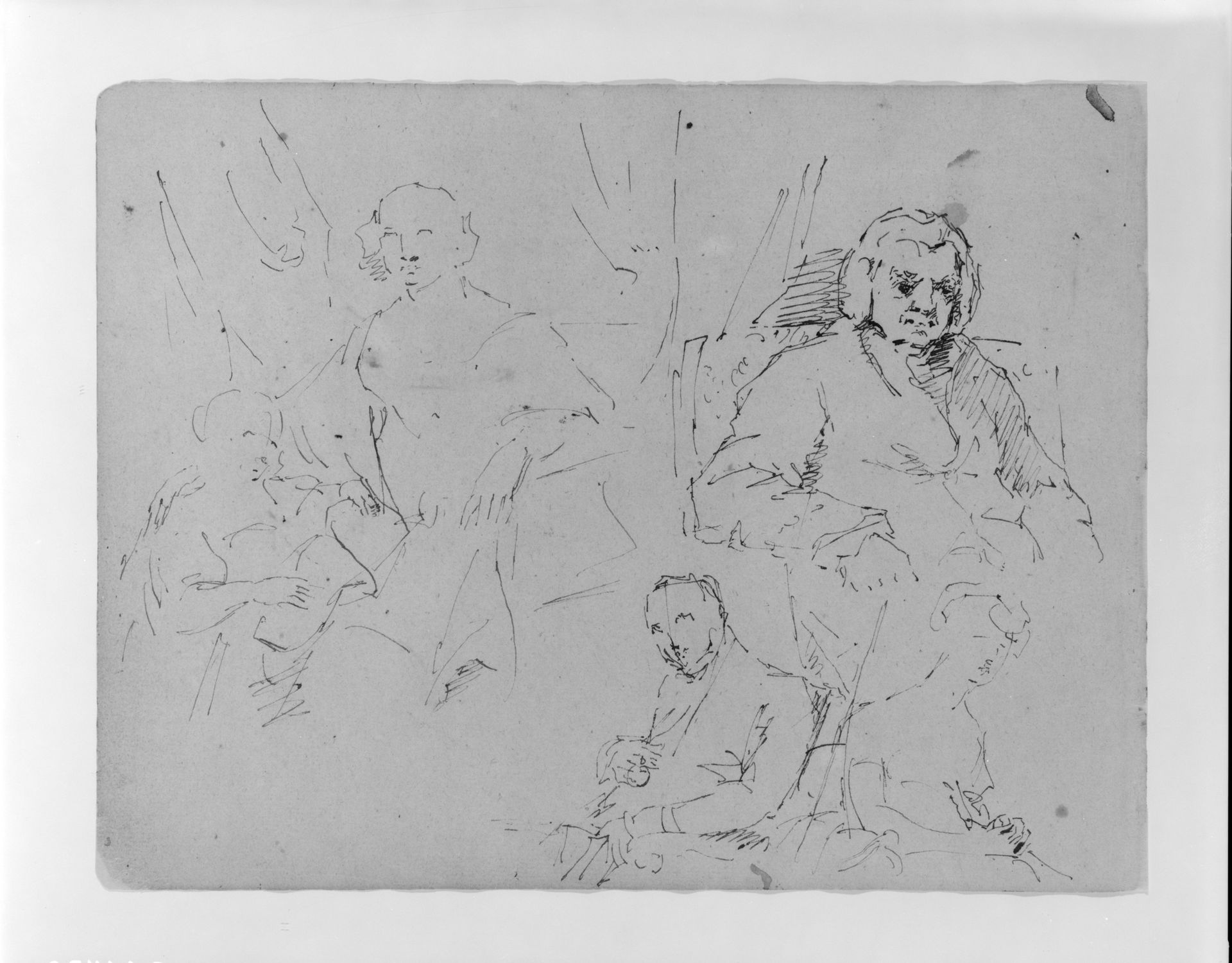 Four Portrait Sketches (from Sketchbook) by Thomas Sully